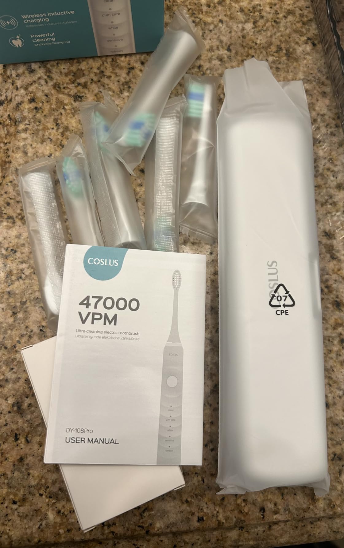COSLUS Sonic Electric Toothbrush for Adults C40(DY-108Pro): 47000 VPM for Deep Cleaning with Travel Case - 5 Modes for Sensitive Teeth & Brace, Wireless Charging, 6 Brush Heads for Family, Black (1PC) customer photo 1