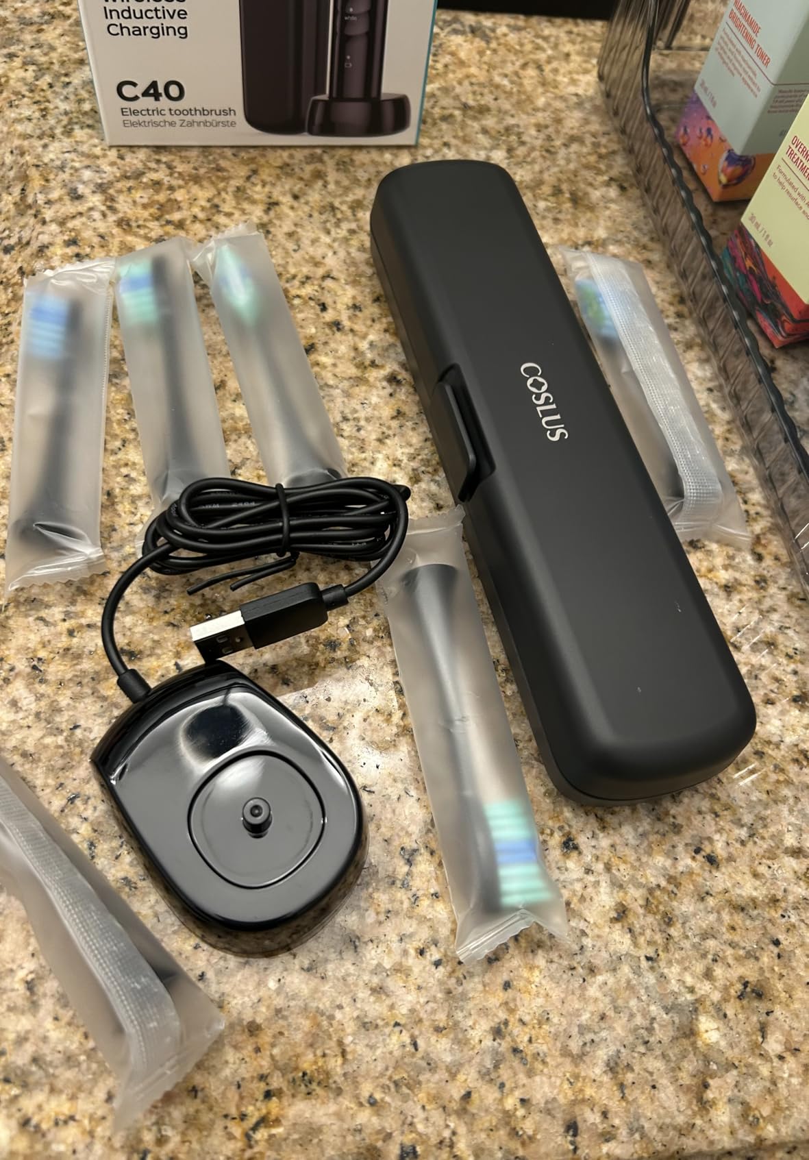COSLUS Sonic Electric Toothbrush for Adults C40(DY-108Pro): 47000 VPM for Deep Cleaning with Travel Case - 5 Modes for Sensitive Teeth & Brace, Wireless Charging, 6 Brush Heads for Family, Black (1PC) customer photo 2