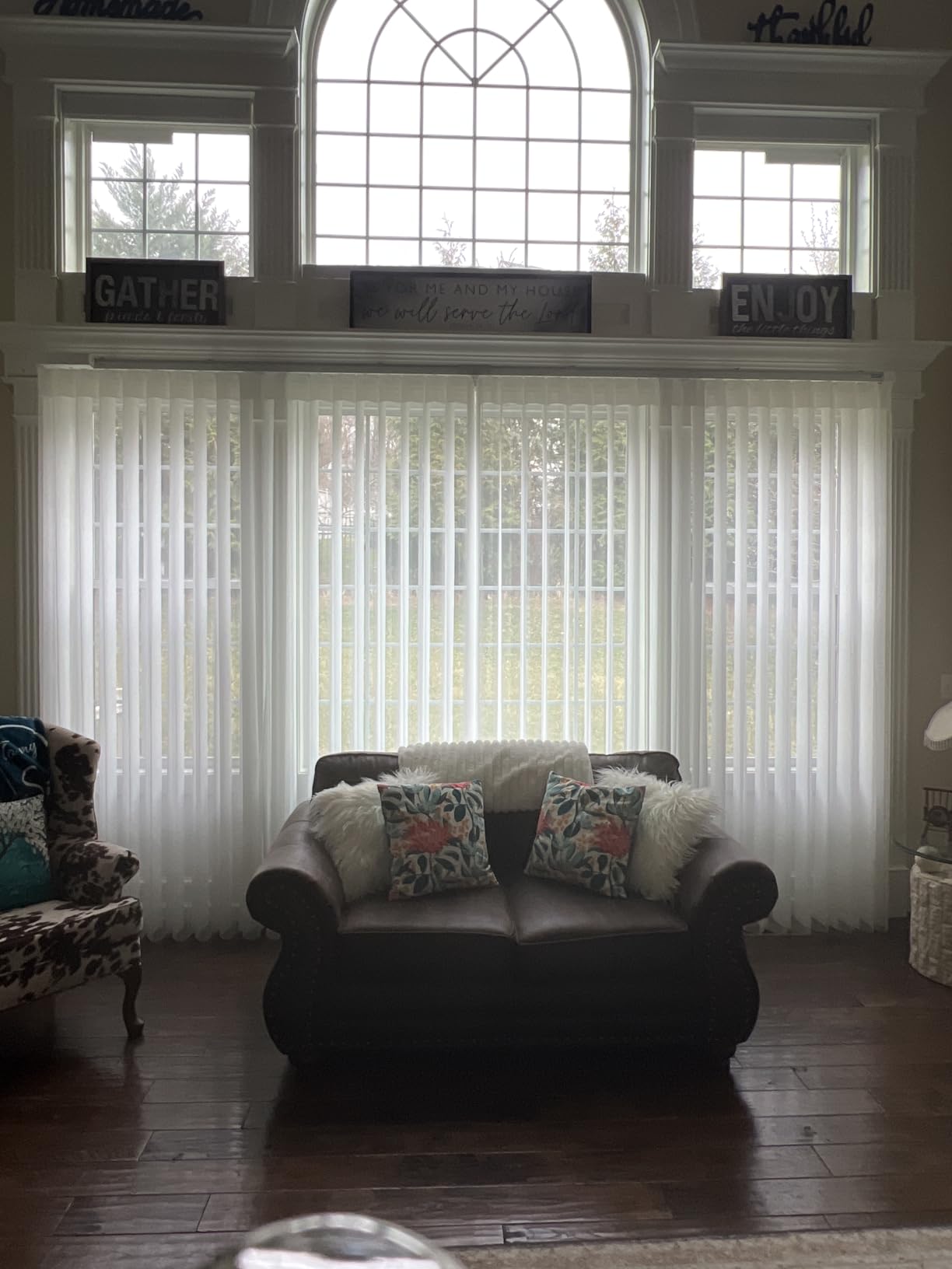 Motorized Sheer Vertical Blinds Work with Alex Google Home, Light Filtering Smart Vertical Blind Sliding Door Blinds Remote Control for Sliding Glass Door Customize customer photo 2