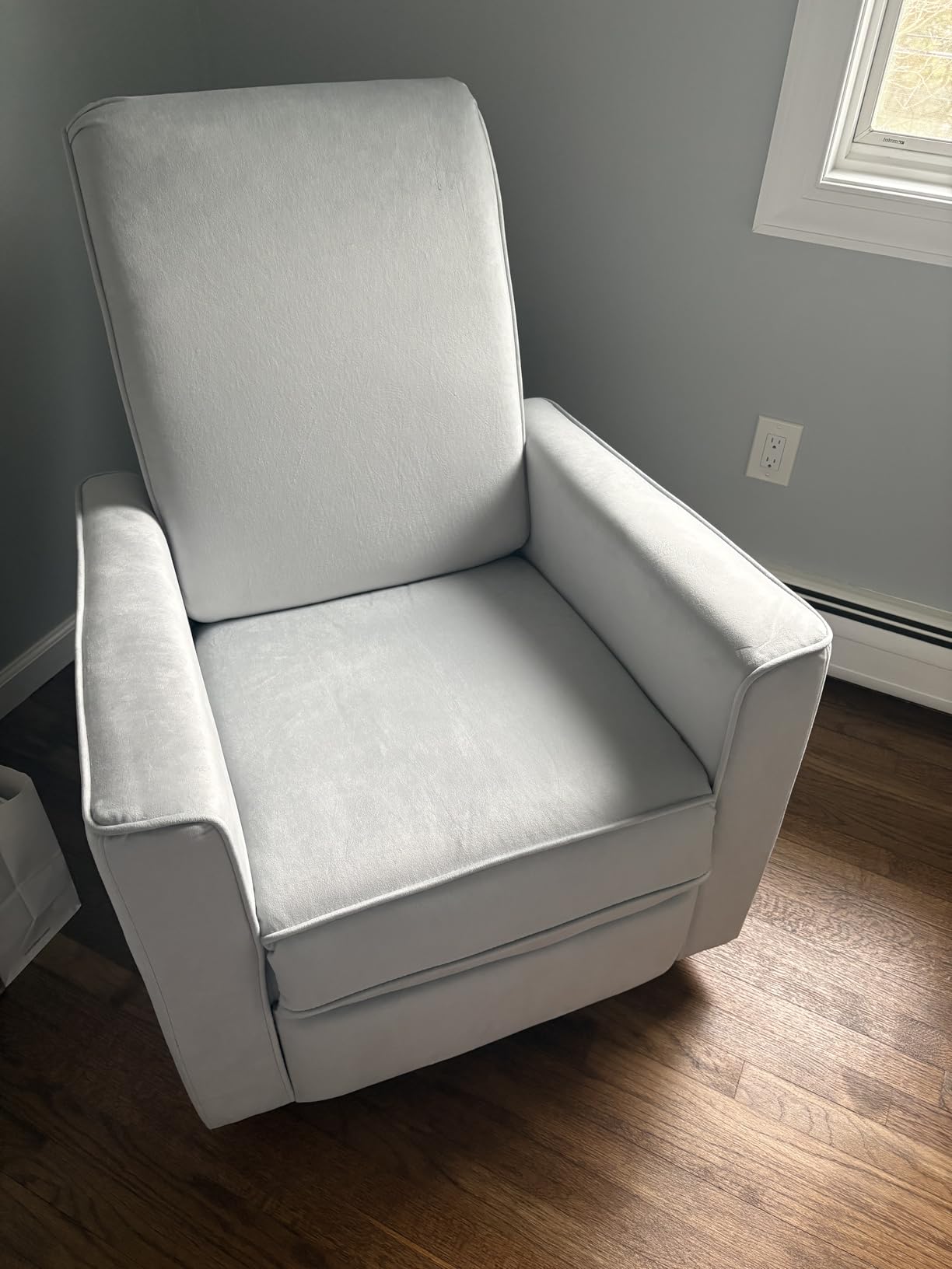 Evolur Raleigh Upholstered Manual Glider Recliner - Rocking & 360° Swivel with Smooth Glide - Greenguard Gold & FSC Certified - Modern Nursery and Living Room Chair in Light Sand customer photo 2