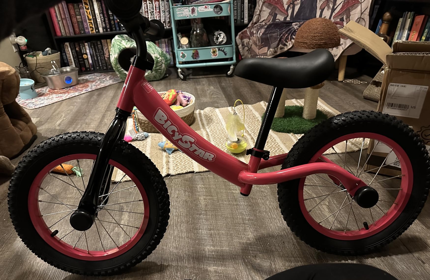 bicystar 14 Inch Toddler Balance Bike for 3-6 Year Old, Real Rubber Air Tires, No Pedal Kids Bike with Adjustable Seat & Handlebar, Footrest, Gift Bike for 3-5 Boys Girls, Blue customer photo 2