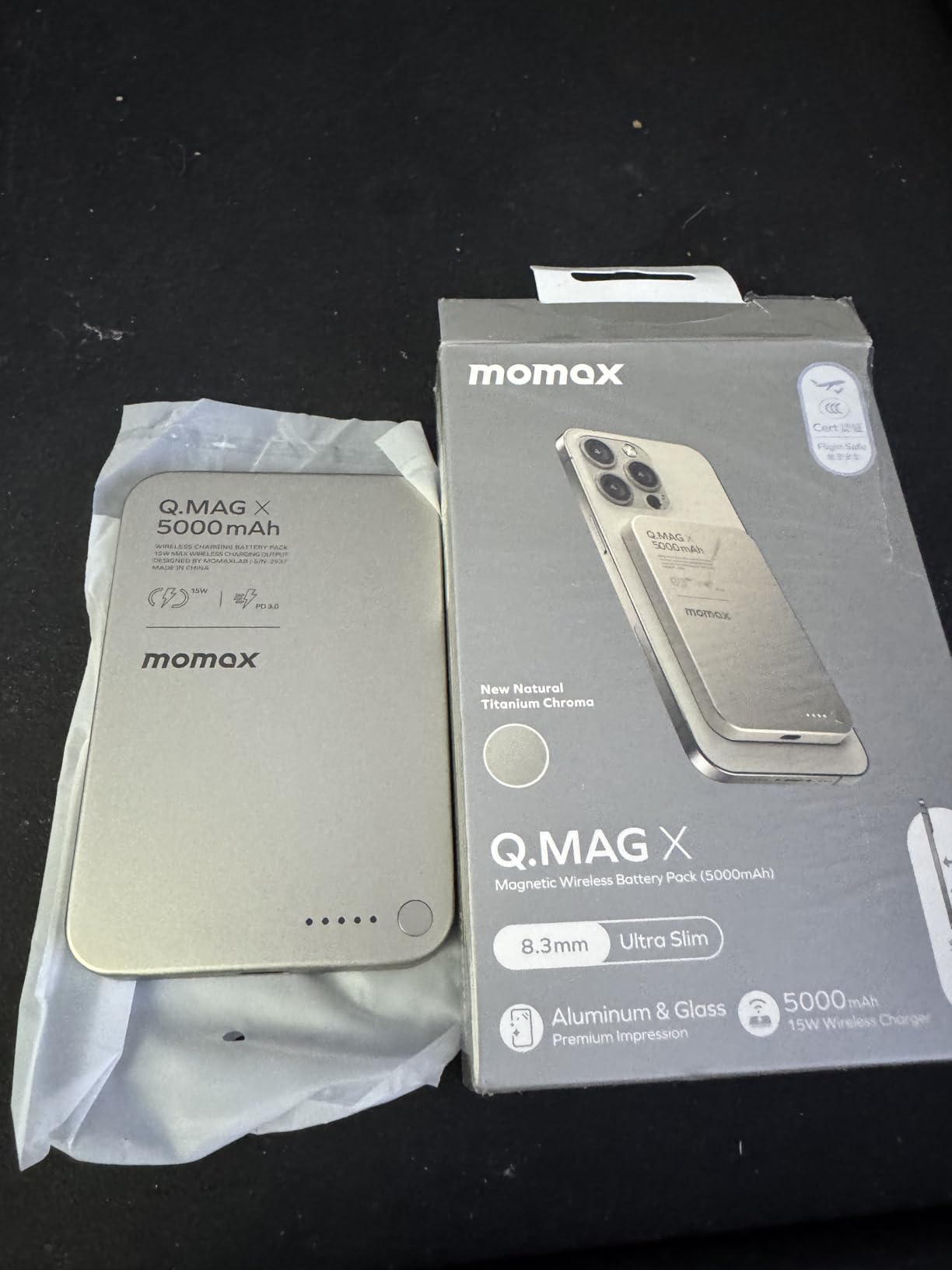 MOMAX Magnetic Wireless Power Bank 5000mAh, Ultra-Slim 0.3