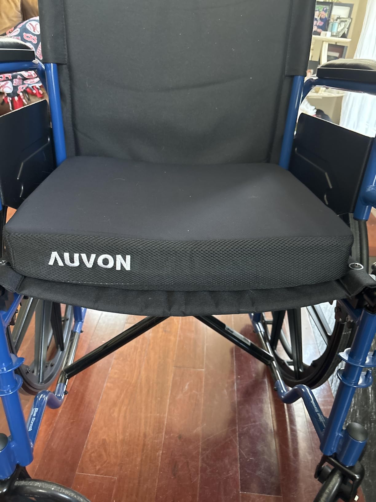 AUVON Cooling Gel Wheelchair Seat Cushion for Sciatica, Back, Pressure Sore and Ulcer Pain Relief, Breathable Memory Foam Chair Cushion with Waterproof Silk Fabric, Removable Strap, Anti-Slip Cover customer photo 1