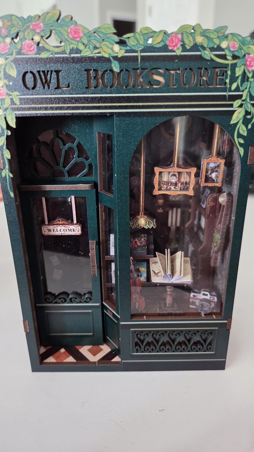 CUTEBEE Book Nook Kit - DIY Miniature House Kit for Adults, Teens and Beginners, Dollhouse Booknook Library Tiny House Bookshelf Decor 3D Wooden Puzzle, Gifts for Family, Friends (Owl Bookstore) customer photo 1