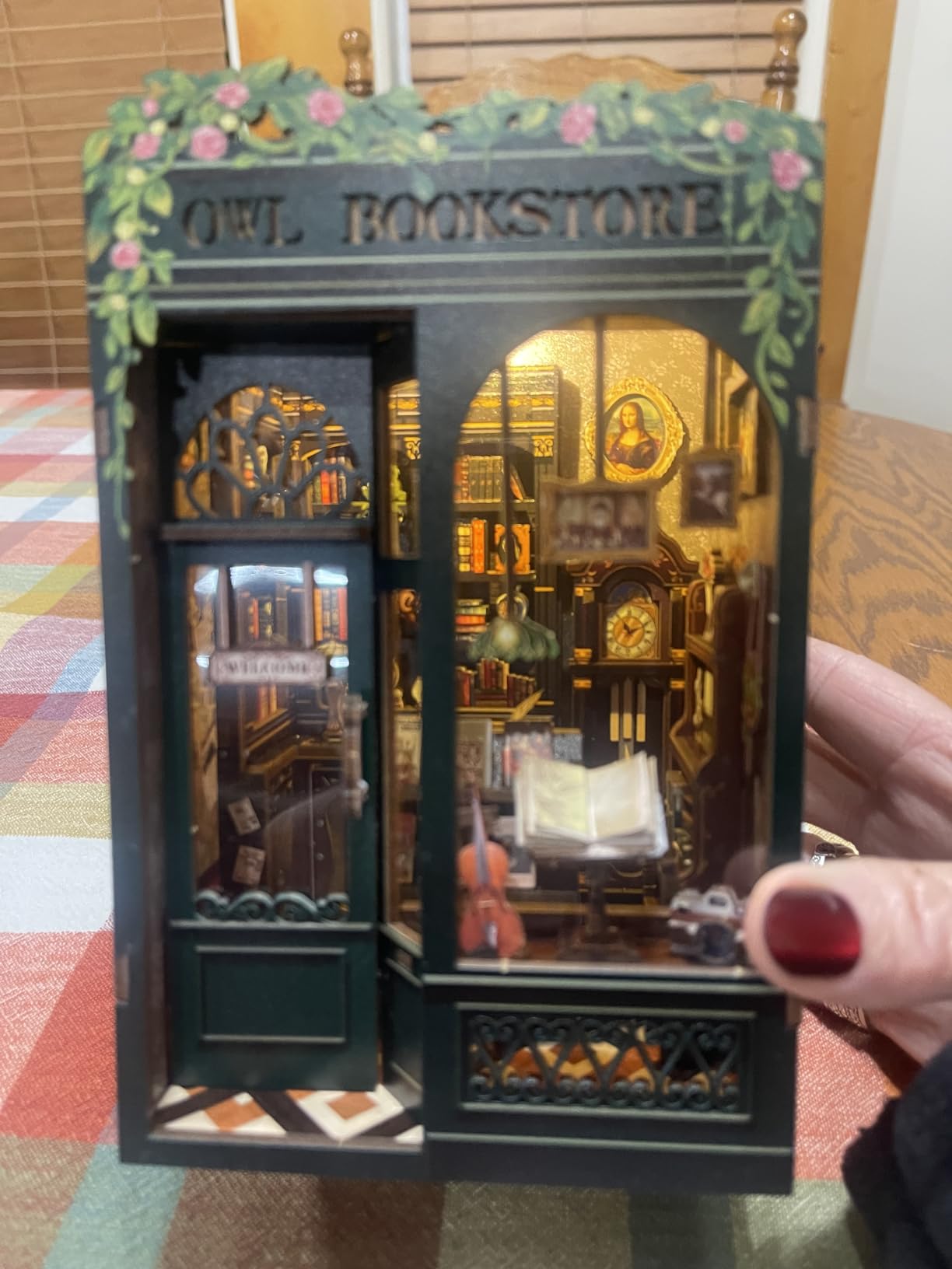 CUTEBEE Book Nook Kit - DIY Miniature House Kit for Adults, Teens and Beginners, Dollhouse Booknook Library Tiny House Bookshelf Decor 3D Wooden Puzzle, Gifts for Family, Friends (Owl Bookstore) customer photo 2