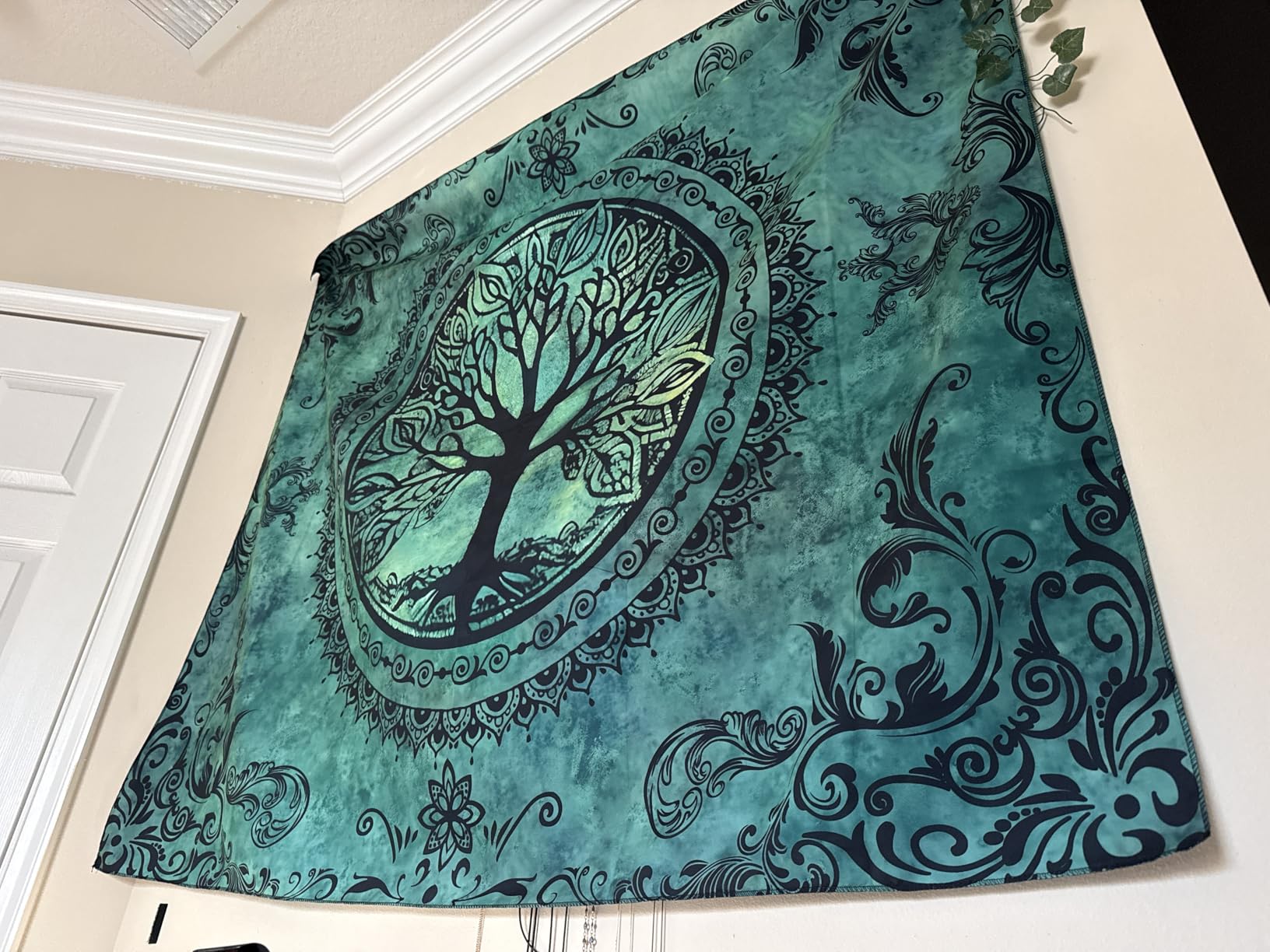 Apdidl Green Nature Tapestry for Bedroom Aesthetic, Hippie Ceiling Tree of Life Decor Tapestries Wall Hanging, Boho Bohemian Mandala y2k Art Backdrop for Dorm Living Room (51