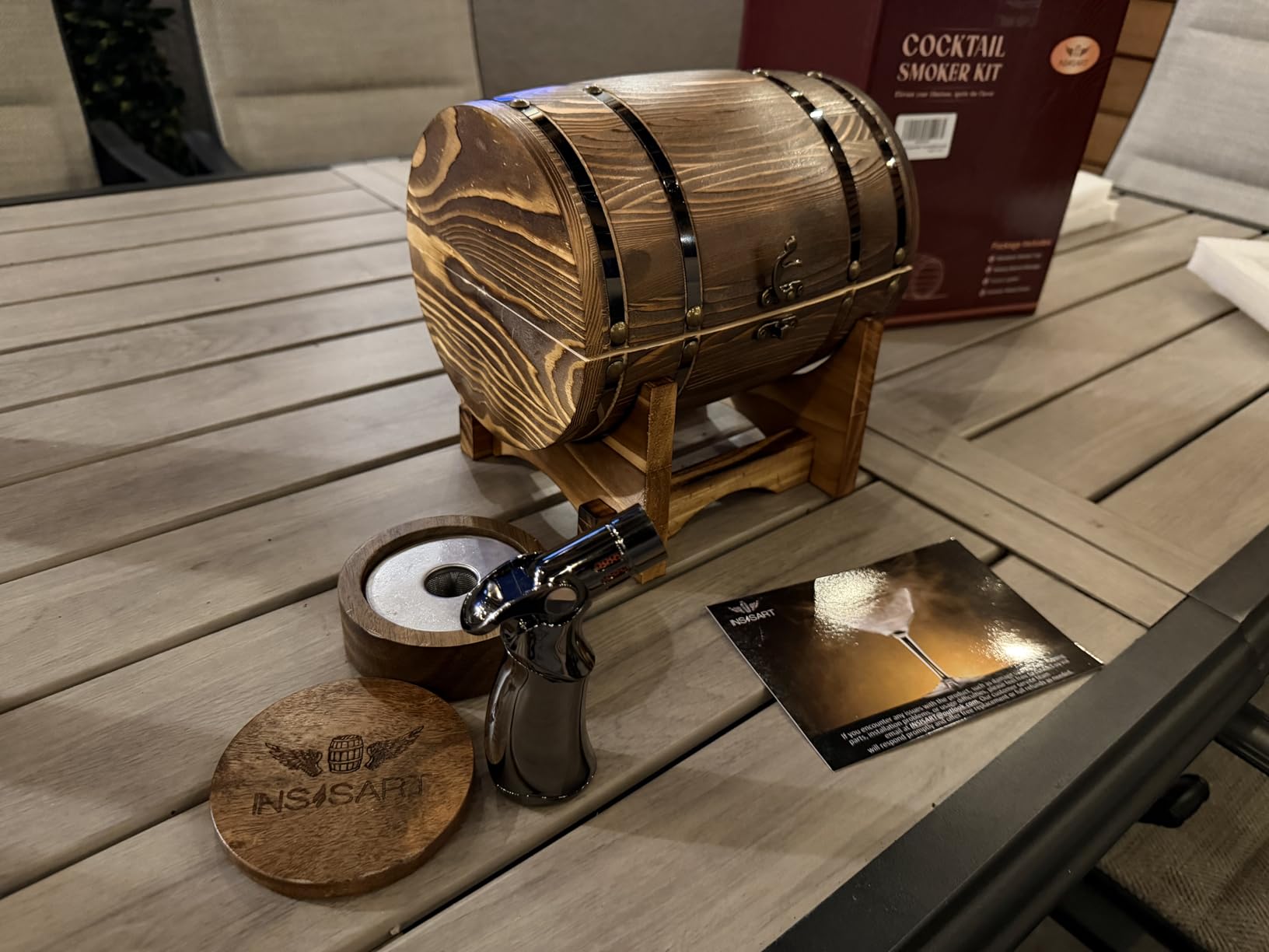 Whiskey Smoker Kit with Charred Wood Barrel (Patent Pending) - Cocktail Smoker with Torch & 6 Premium Wood Chips for Old Fashioned & Whiskey - Perfect Home Bar Gift for Men, Dad, Husband (No Butane) customer photo 1
