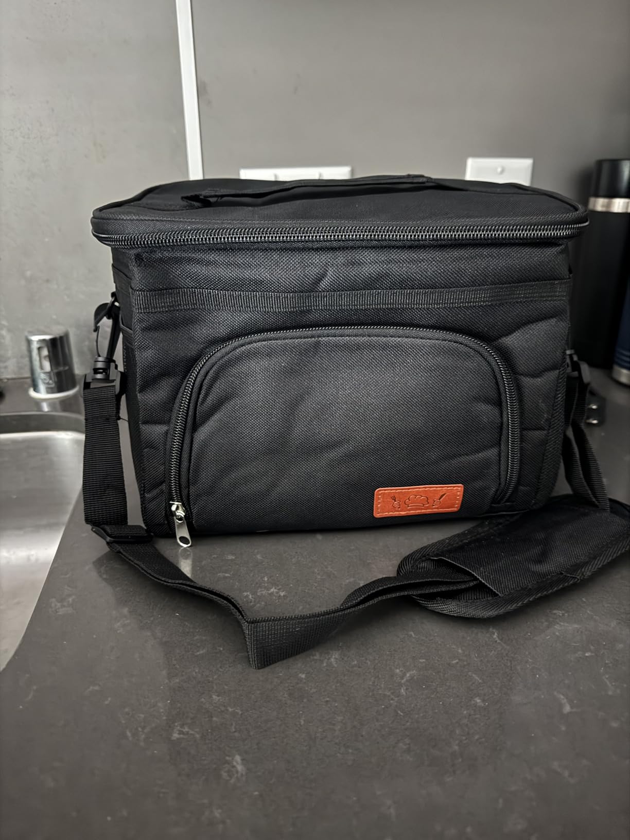 HOTOR Insulated Lunch Box for Men & Women - Leak-Proof Cooler Lunch Bag with 4 Pockets, Adjustable Strap, Ideal for Work, Picnic, Travel - Medium, Black, 10.2