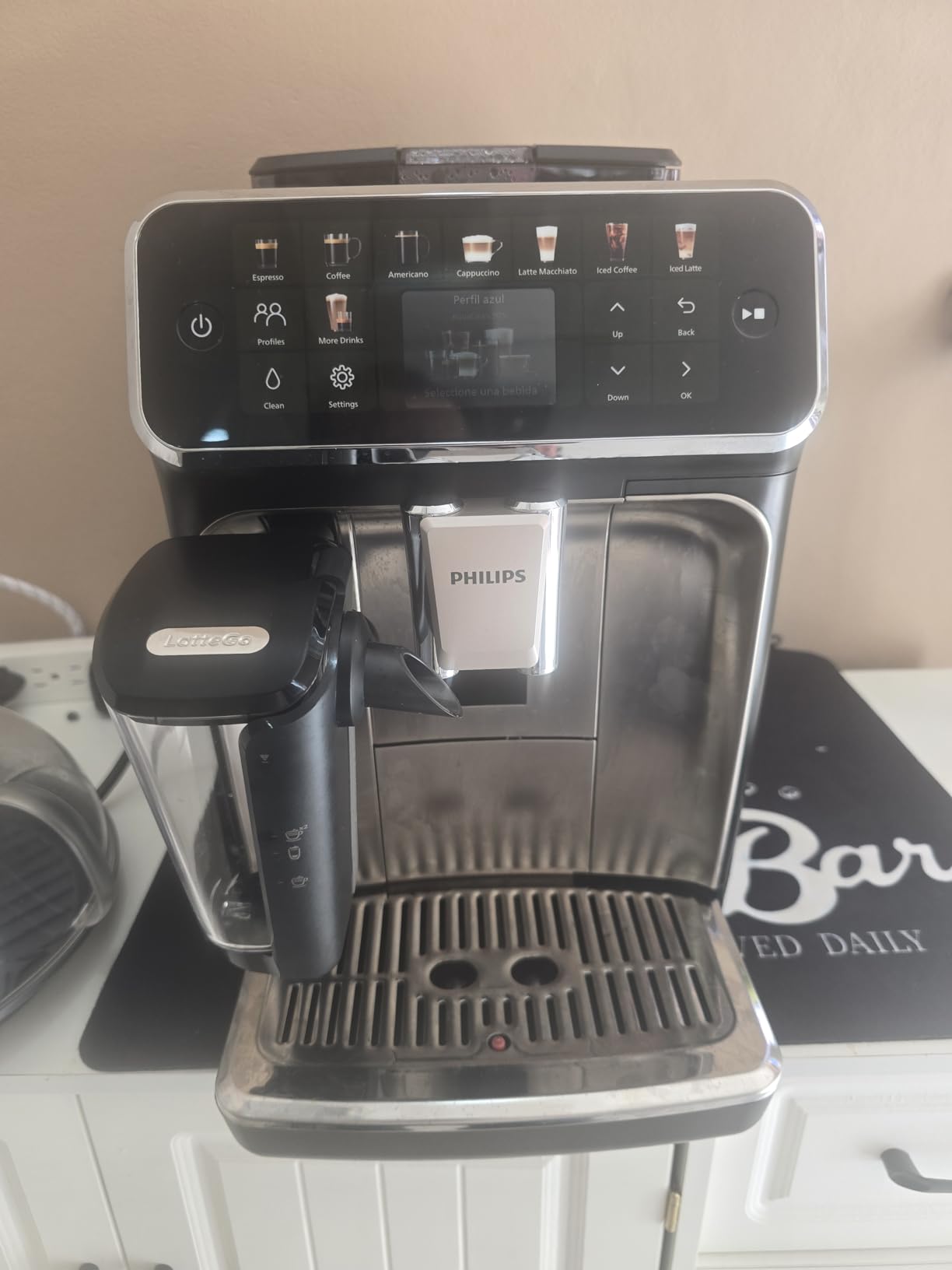 Philips 5500 Series Fully Automatic Espresso Machine, LatteGo Milk System, Integrated Grinder, 20 Hot & Iced Coffee Pre-Sets, Quick Start, SilentBrew, 15-Bar Pressure, Black Chrome (EP5544/94) customer photo 2