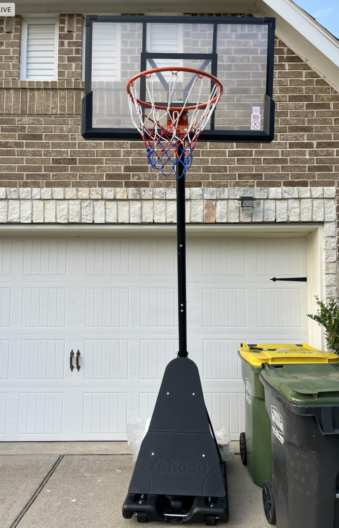 Yohood Basketball Hoop Outdoor Portable 44/48 Inch Backboard, 10ft Quickly Adjustable Basketball Goal System with Wheels for Court/Backyard/Driveway customer photo 1