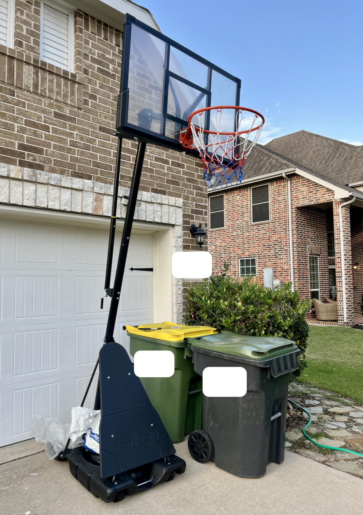 Yohood Basketball Hoop Outdoor Portable 44/48 Inch Backboard, 10ft Quickly Adjustable Basketball Goal System with Wheels for Court/Backyard/Driveway customer photo 2
