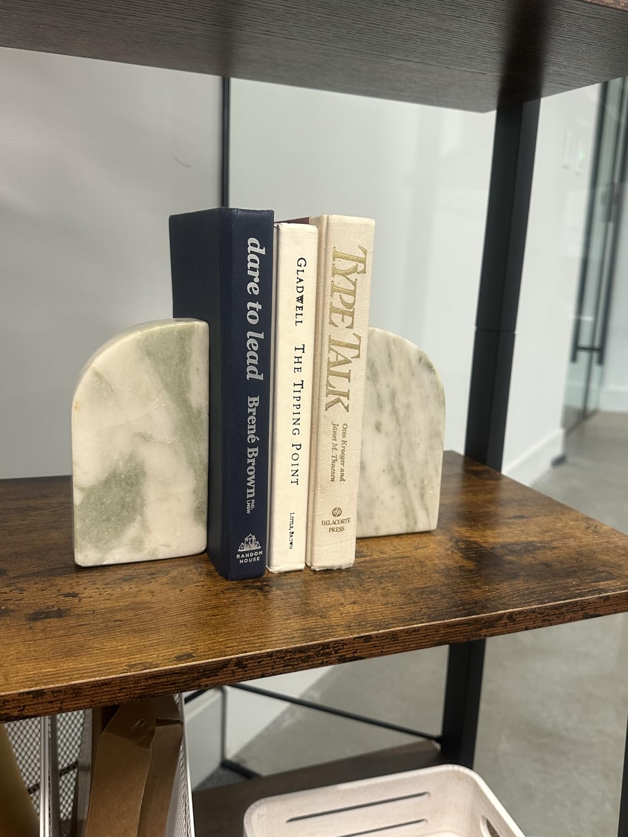 Creative Co-Op Half Arch Marble Bookends, Green customer photo 1