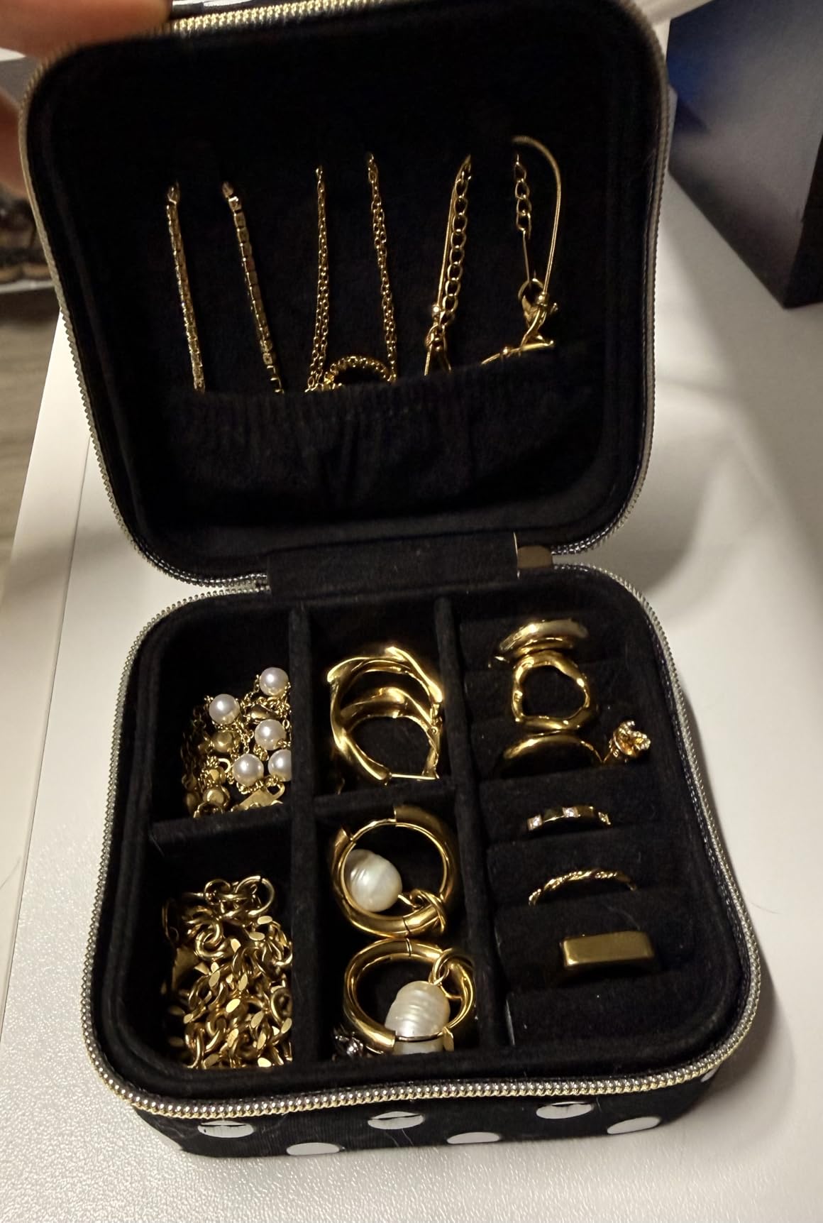 kate spade new york Small Travel Jewelry Case, Black Dotted Jewelry Box to Organize Rings, Necklaces, Earrings, Polka Dot customer photo 1
