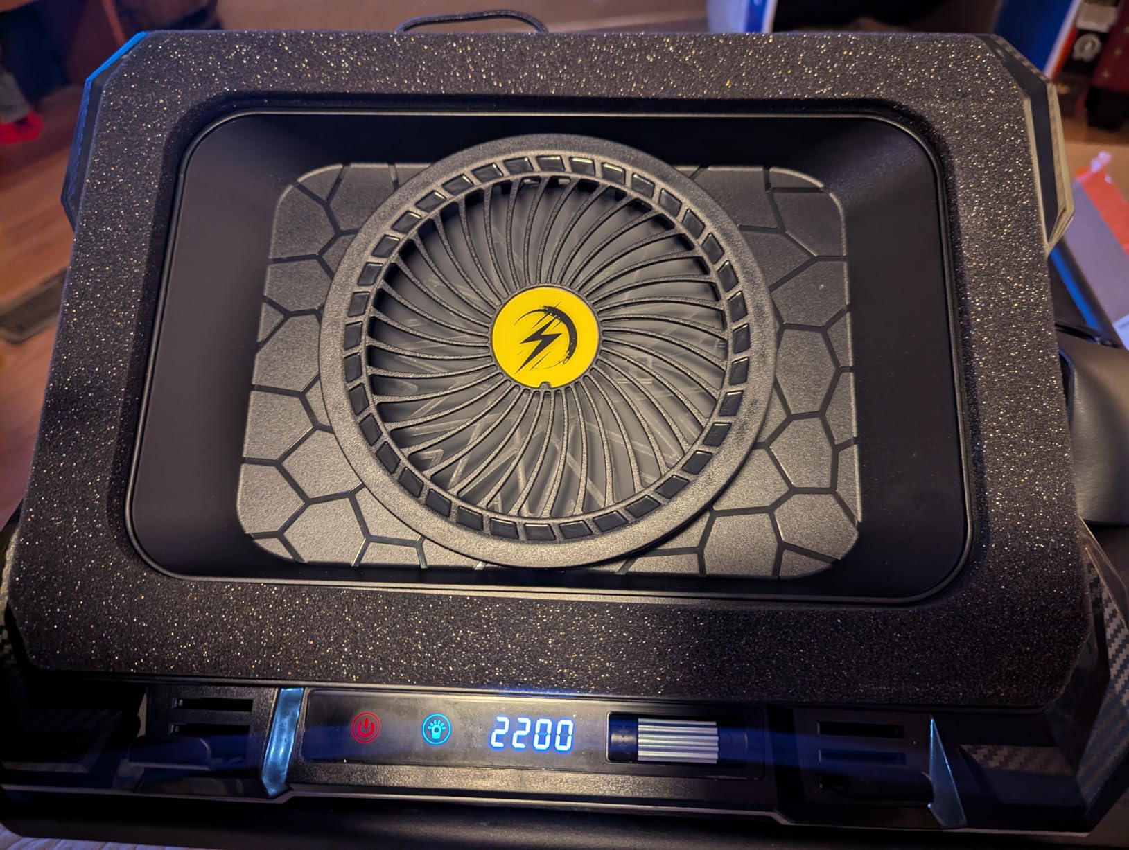 ChillCore Laptop Cooling Pad, RGB Lights Laptop Cooler 9 Fans for 15.6-19.3 Inch Laptops, Gaming Laptop Fan Cooling Pad with 8 Height Stands, 2 USB Ports - A21 Blue customer photo 2