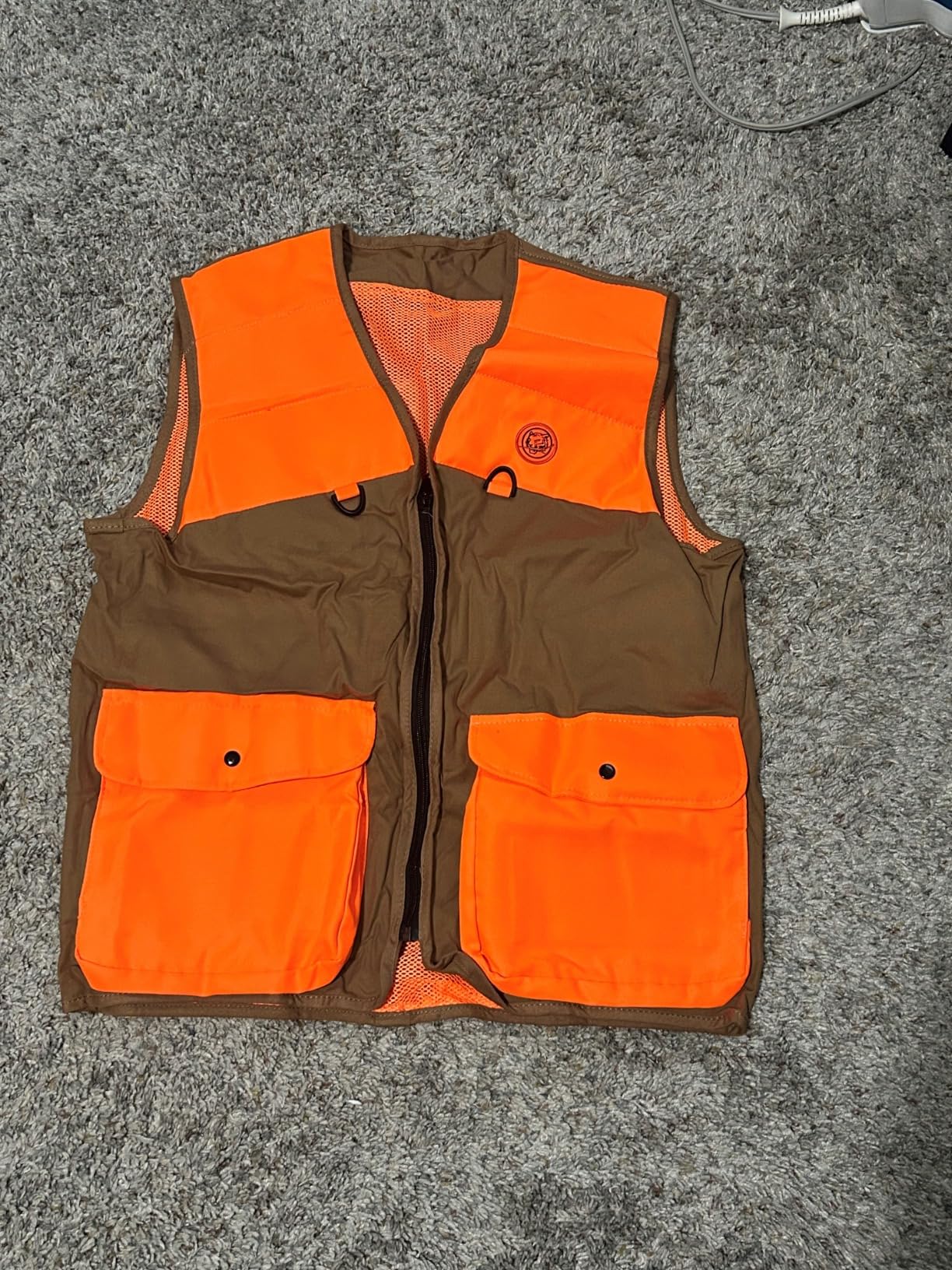 Upland Hunting Vest with Multi Pockets Brown/Orange Upland Game Field Bird Hunting Vest customer photo 1