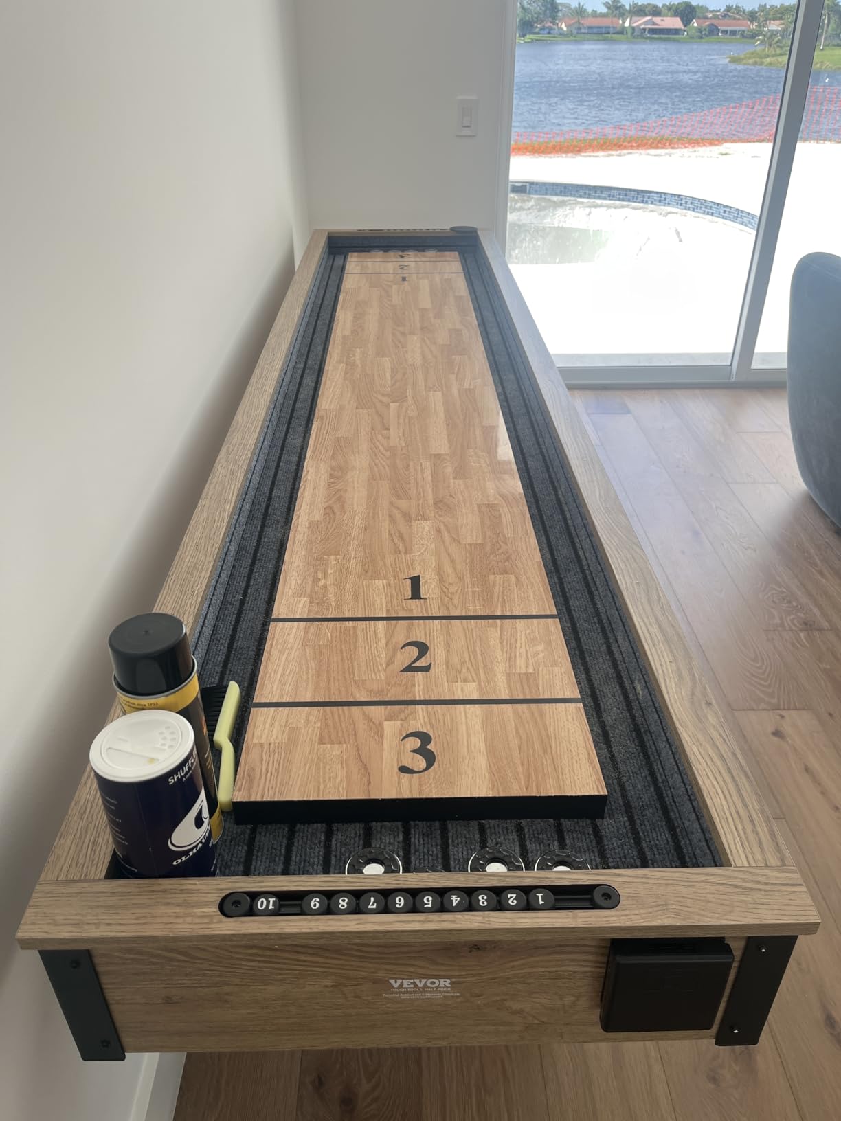 VEVOR Shuffleboard Table, 9 ft Shuffleboard for Family Game Rooms, 2 in 1 Shuffleboard and Bowling Combo Game Set customer photo 2