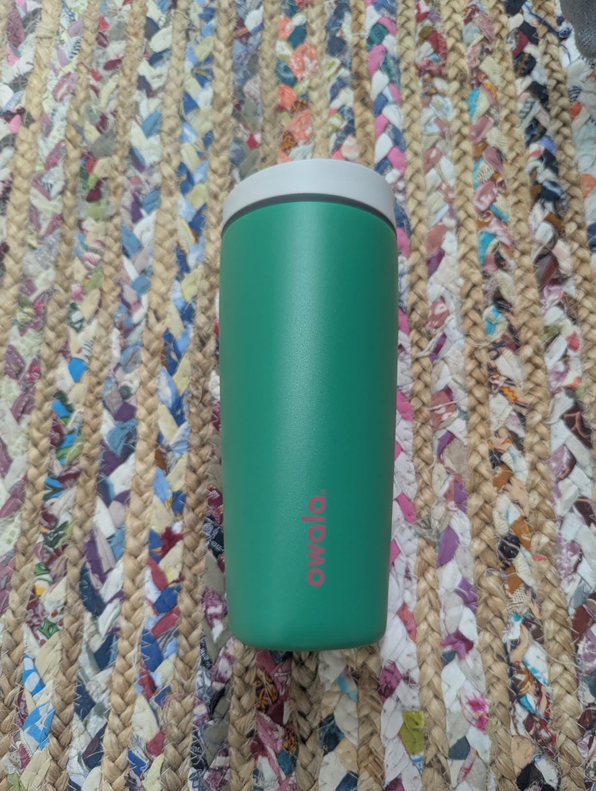 Owala SmoothSip Slider Insulated Stainless Steel Coffee Tumbler, Reusable Iced Coffee Cup, Hot Coffee Travel Mug, BPA Free 20 oz, Grey/Blue High Dive customer photo 2