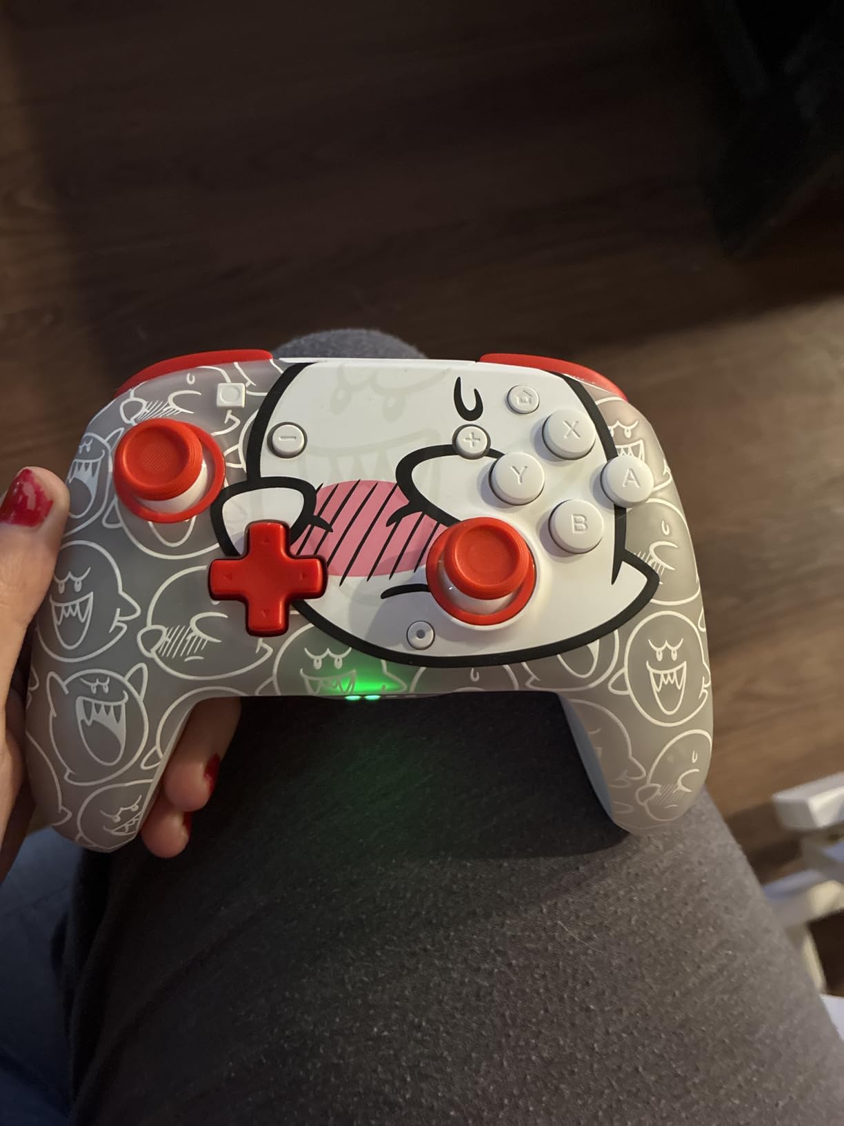 PDP Gaming REMATCH GLOW Wireless Nintendo Switch Pro Controller, Licensed, Nintendo Switch 2|Lite|OLED, Motion Controls, Rechargeable Battery Power, Glow in the Dark: Grand Prix Mario (Red and Black) customer photo 2