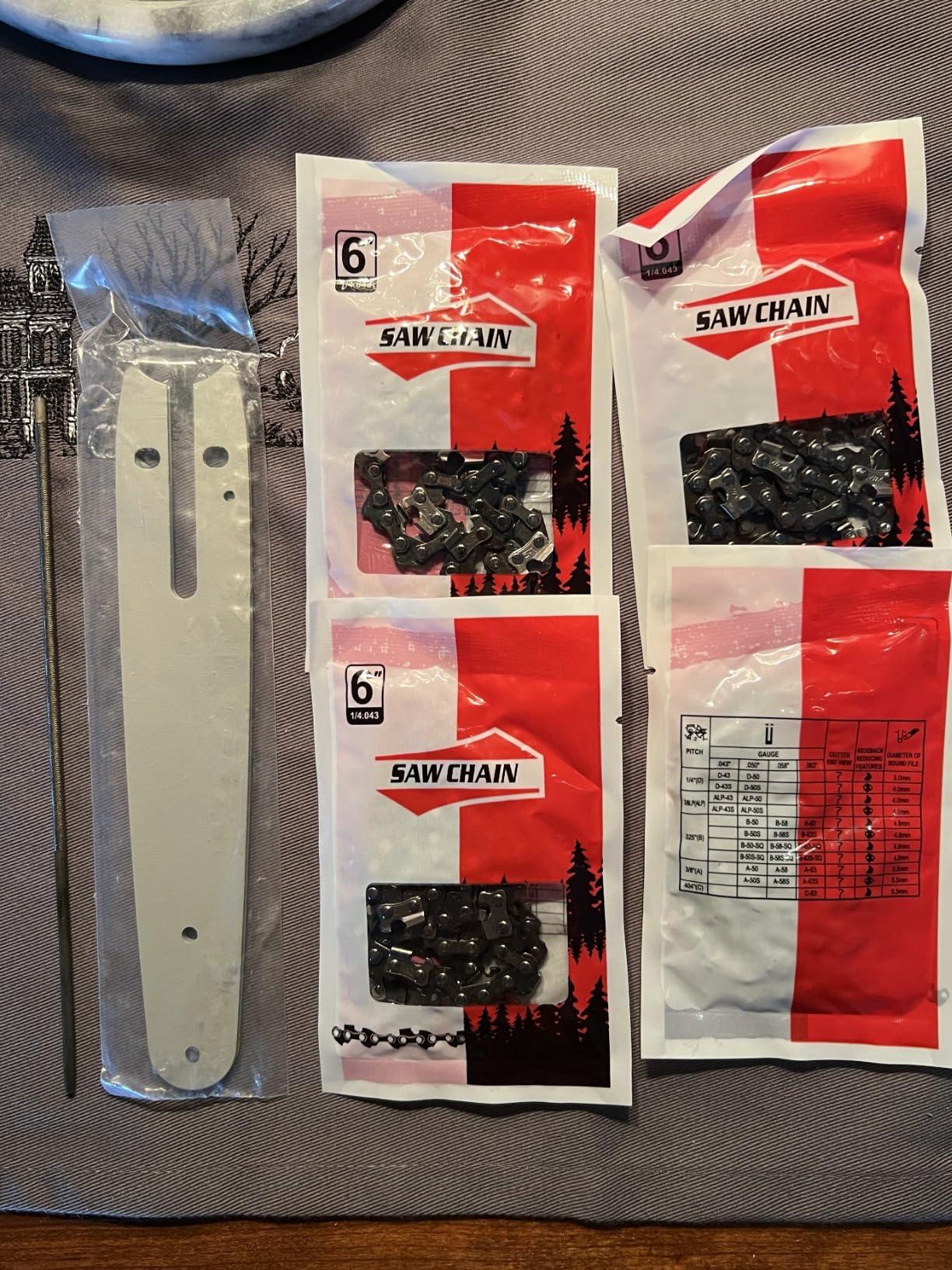 6 Inch Chainsaw Chain Blade and Guide Bar Replacement Set for Mini Cordless Chainsaw (4 Chains + Bar + File) customer photo 2
