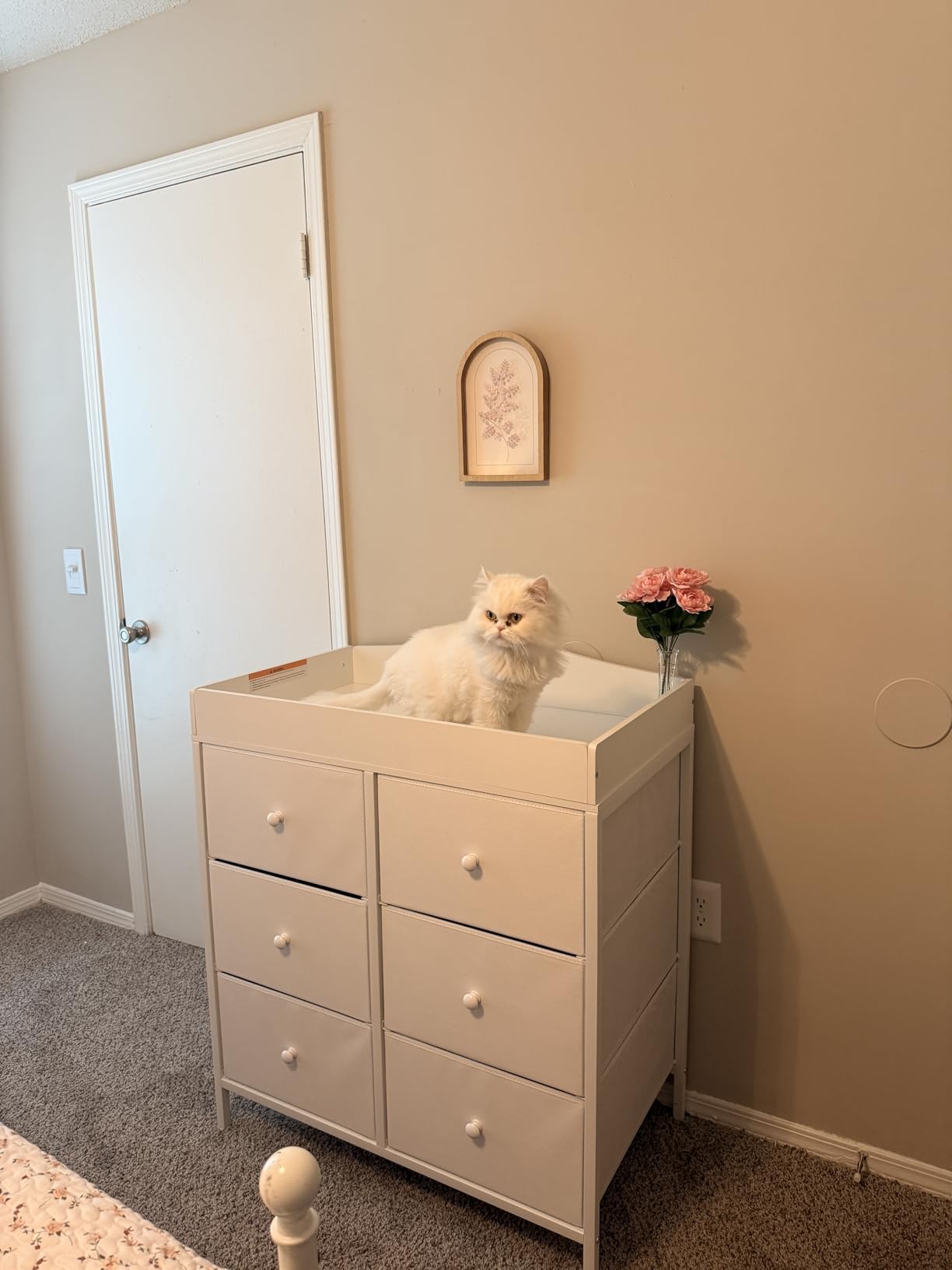 BOLUO Changing Table Dresser with 6 Fabric Drawers, Baby Dresser with Changing Table Top customer photo 1