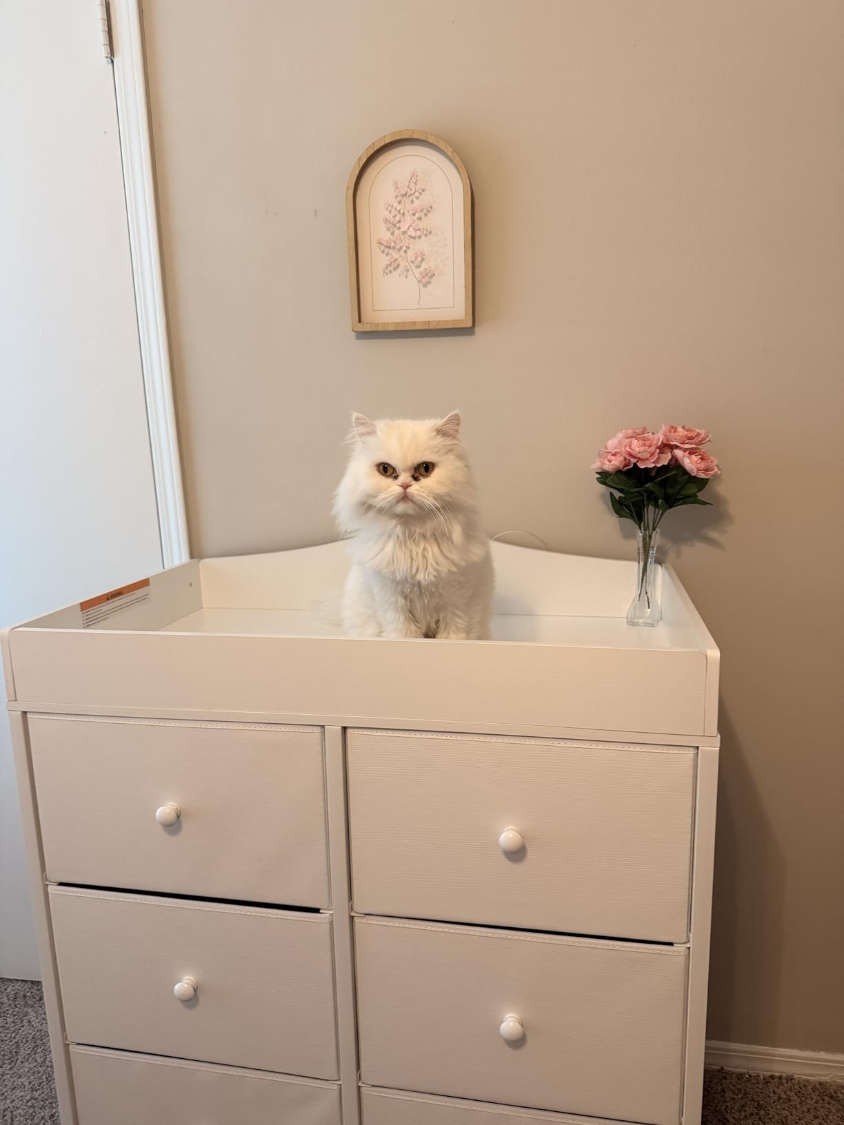 BOLUO Changing Table Dresser with 6 Fabric Drawers, Baby Dresser with Changing Table Top customer photo 2
