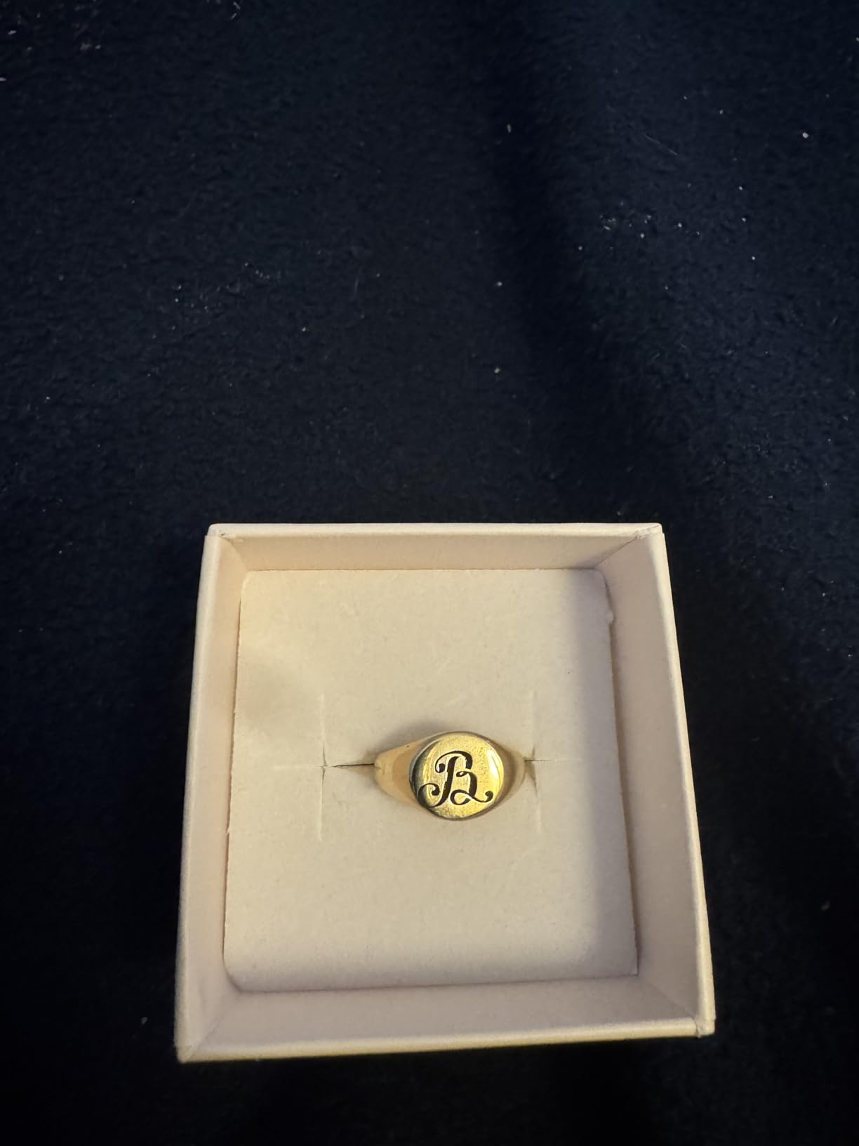 Vintage Letter Signet Ring - 14k Gold Personalized Jewelry - Cute Women's Ring - Gift For Her customer photo 1