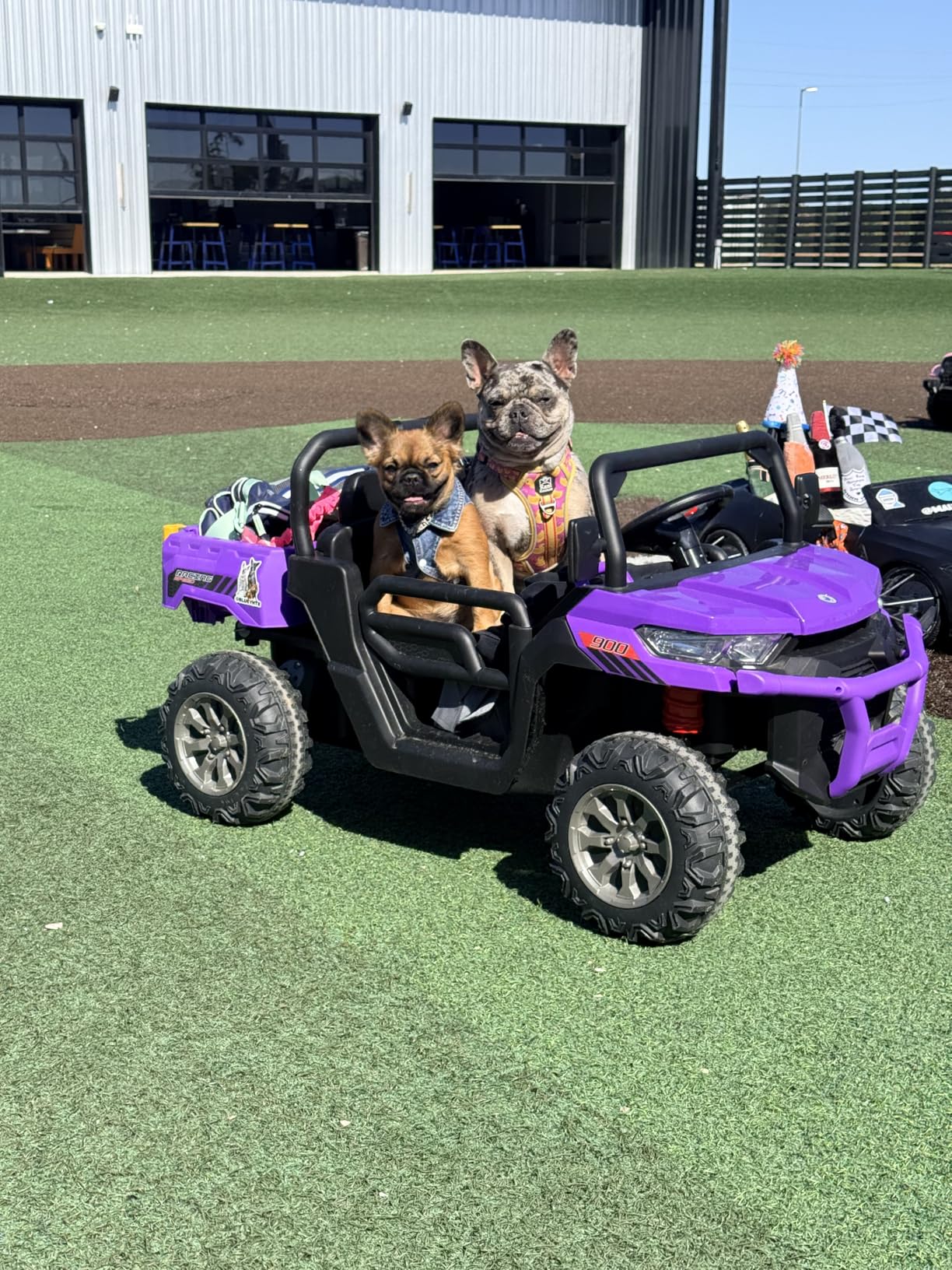 OLAKIDS 2 Seater Ride On Car, 12V Off-Road UTV Electric Vehicle with Remote Control, Dump Bed, Extra Shovel, Music, USB, AUX, Rocking Function (Azure) customer photo 1