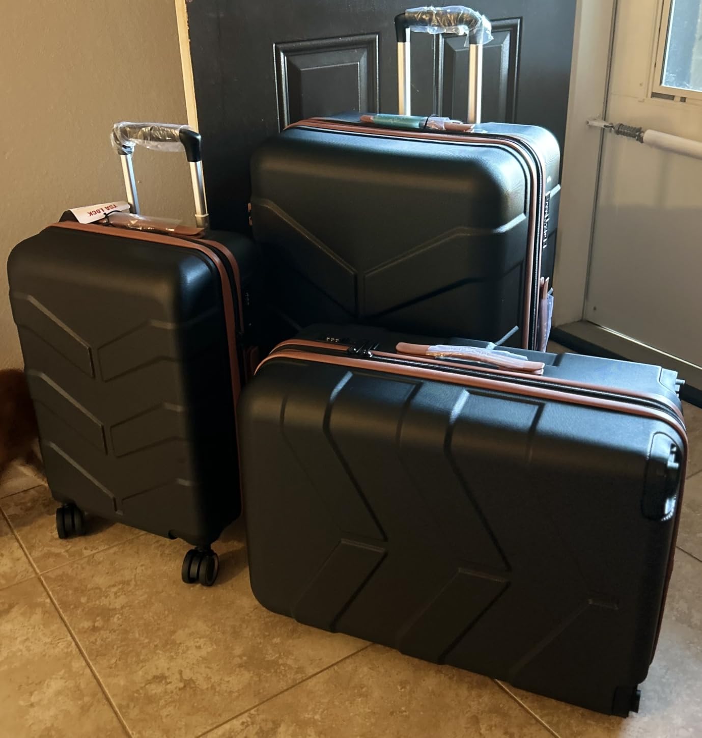 Luggage Sets 3 Piece with Spinner Wheel, Hardside Suitcase Set with TSA Lock, Expandable Lightweight Travel Luggage for Men and Women, Black customer photo 2