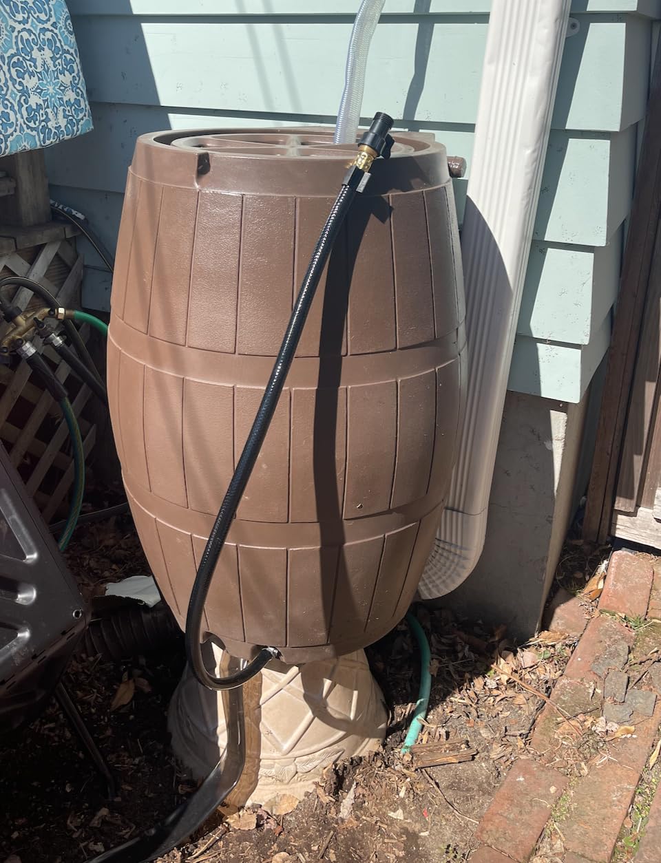 FCMP Outdoor Raincatcher 4000 Rain Barrel, Flat-Back Rainwater Catcher with Spigots, 50 Gallon, Grey - Portable Water Storage Container Tank for Home, Garden, and Backyard customer photo 2