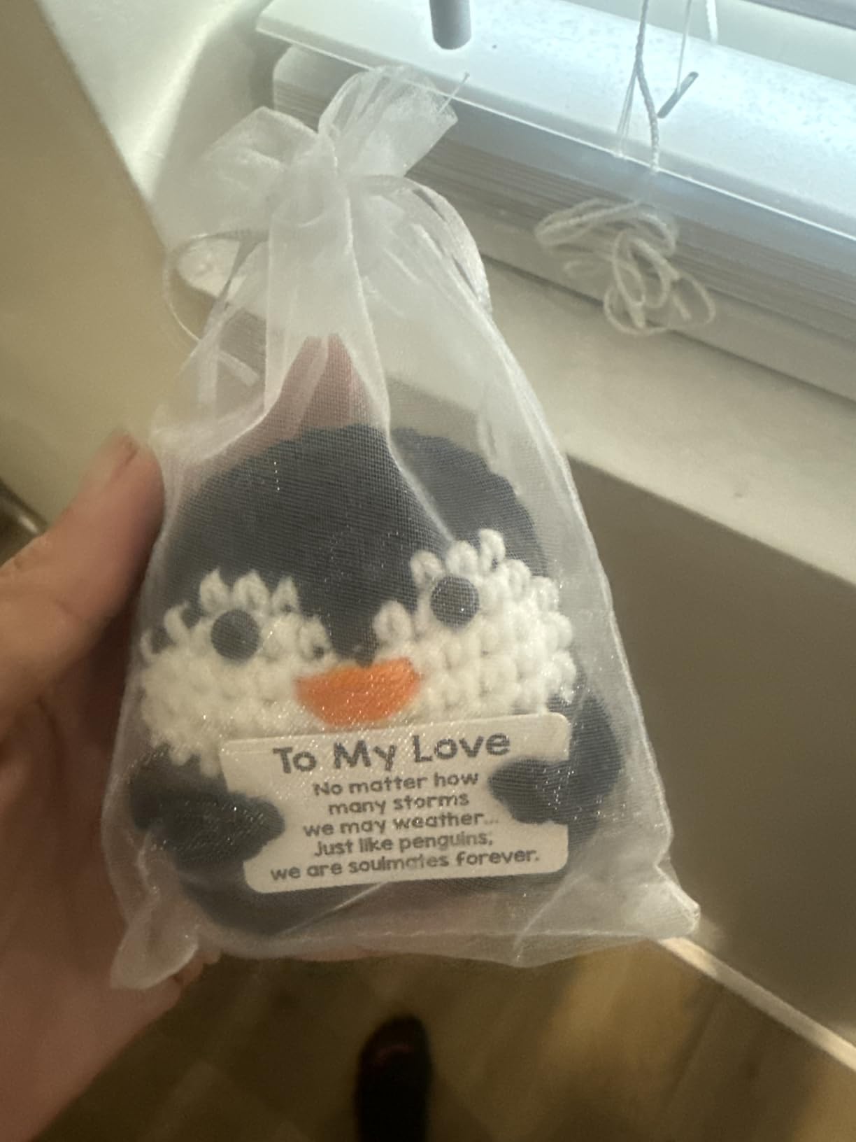 Gifts for Him Her Boyfriend Girlfriend, To My Love Handmade Crochet Mini Penguin Anniversary Birthday Gifts for Women Men, Romantic Valentines I Love You Gifts for Wife Husband Couples Cute Decor customer photo 2