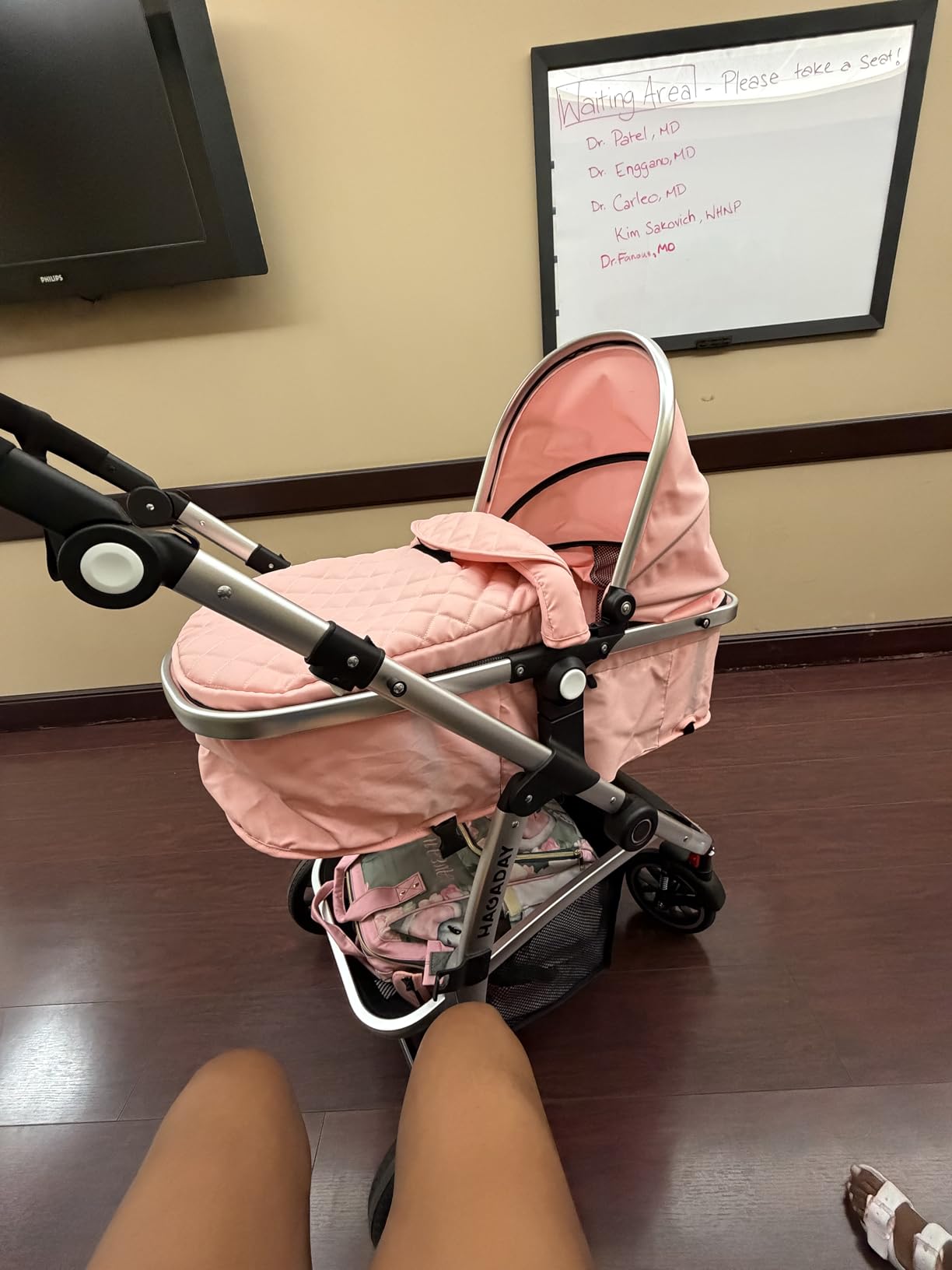 Baby Stroller, 2-in-1 Reversible Toddler Seat with Lie-Flat Mode, Foldable Infant Stroller with Canopy, One Button Brake, Adjustable Handle, Newborn Pushchair (Black B) customer photo 1