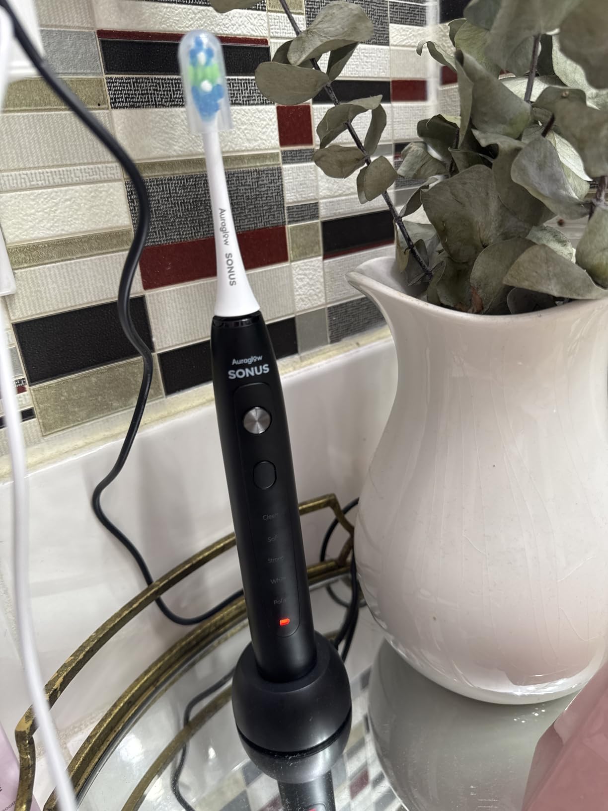 AURAGLOW Sonic Electric Toothbrush for Adults - Rechargeable, 40,000 VPM, 5 Modes, Removes 10x More Plaque, IPX7 Waterproof, Wireless Charging, 30-Day Battery, 2 Brush Heads & Travel Case customer photo 2