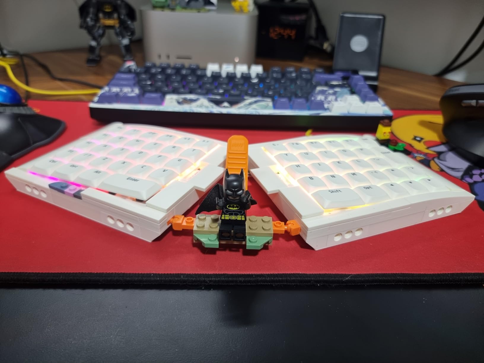 KBDcraft 07Israfel 50% Ergo-Split Low-Profile Mechanical Keyboard, 56-Key Ortho, Lego-Compatible Case, Wired, Linear Switch, Gasket Mount, Hot-Swappable, RGB, QMK, Vial for Win/Mac customer photo 1