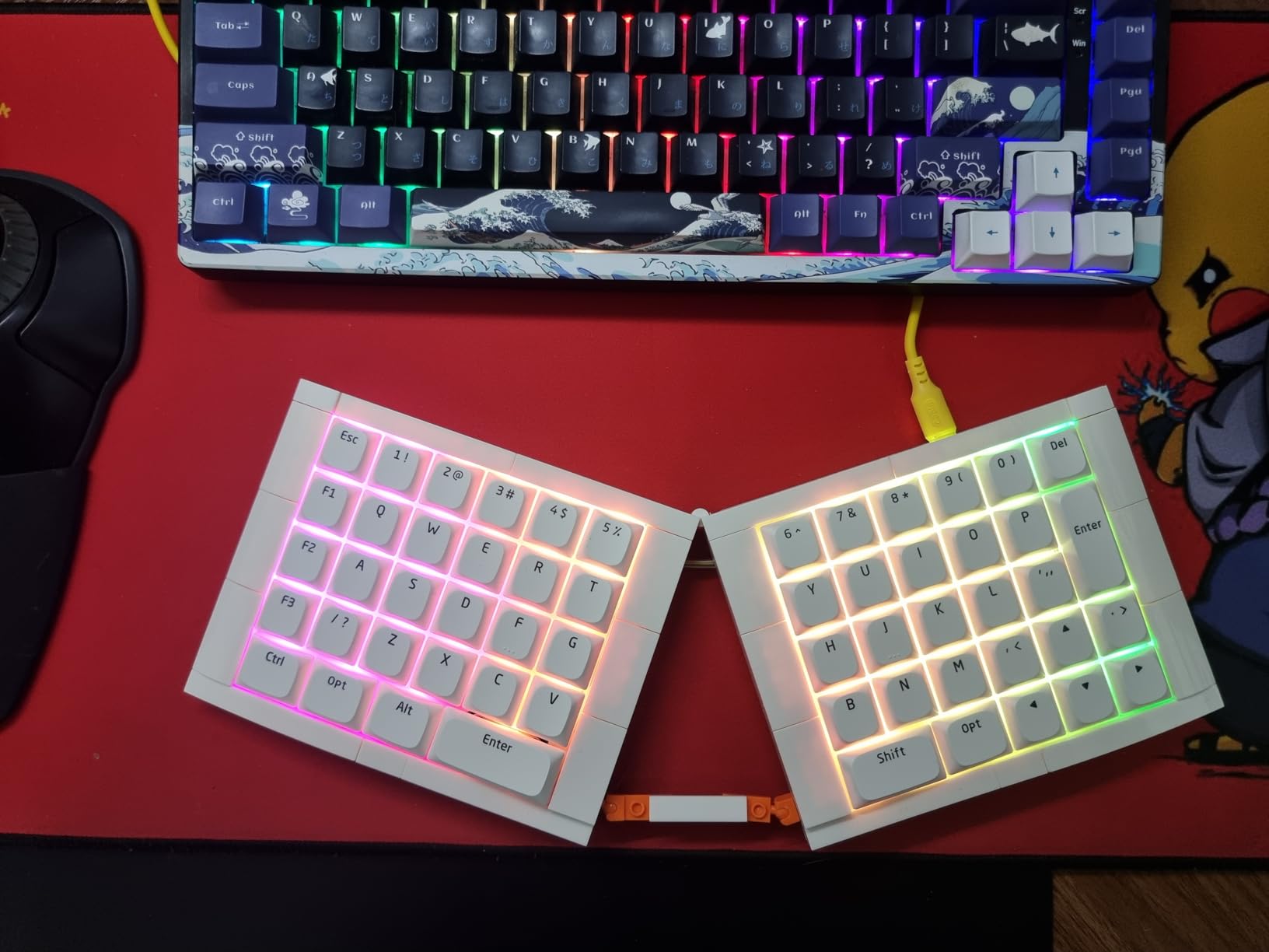 KBDcraft 07Israfel 50% Ergo-Split Low-Profile Mechanical Keyboard, 56-Key Ortho, Lego-Compatible Case, Wired, Linear Switch, Gasket Mount, Hot-Swappable, RGB, QMK, Vial for Win/Mac customer photo 2