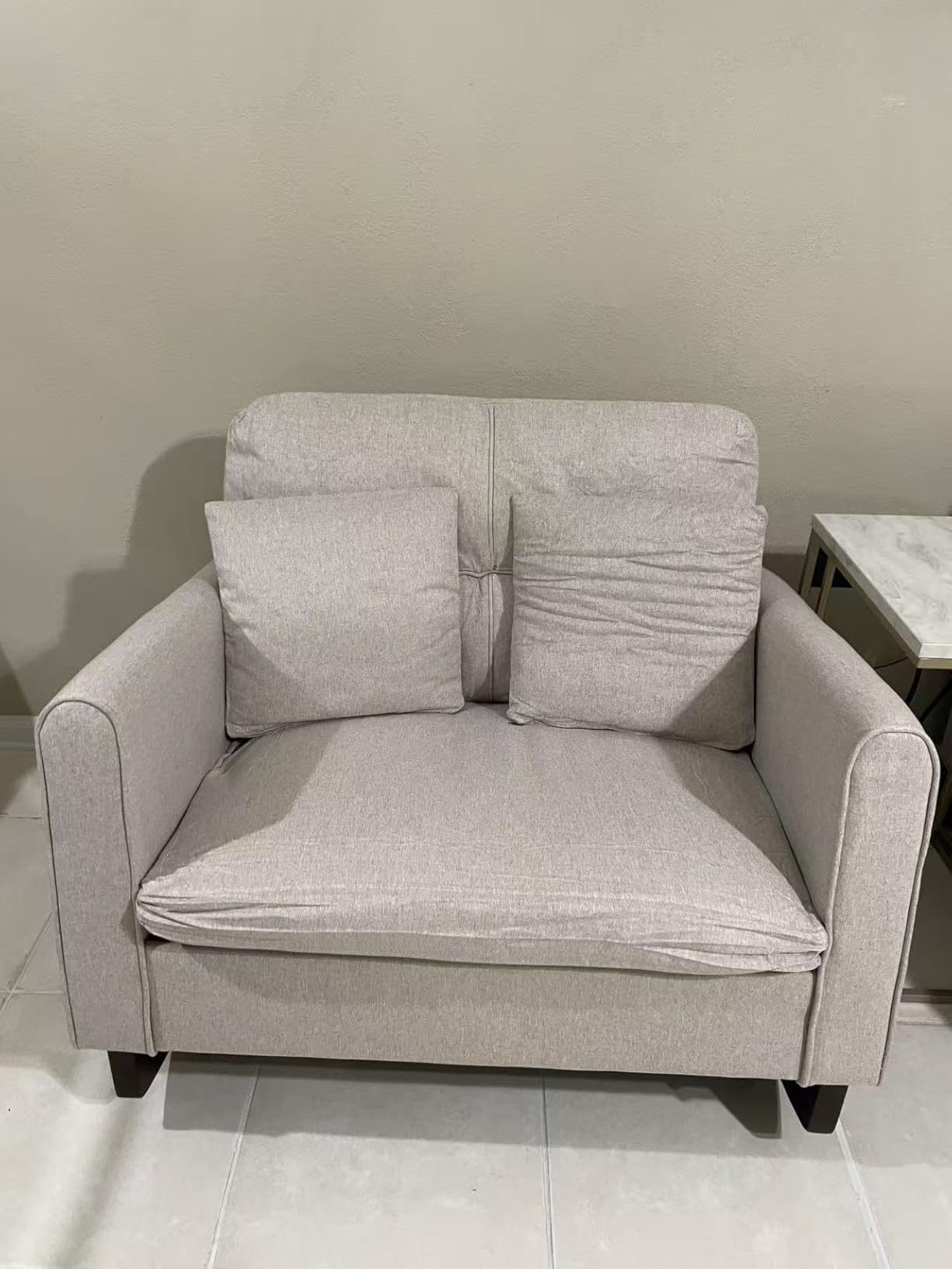 HOMREST Upholstered Oversize Rocking Chair, Nursery Rocking Chair with High Back and Side Pocket USB Port, Double Wide Rocker Armchair with Rubber Wood Legs for Living Room, Bedroom, Nursery, Beige customer photo 2