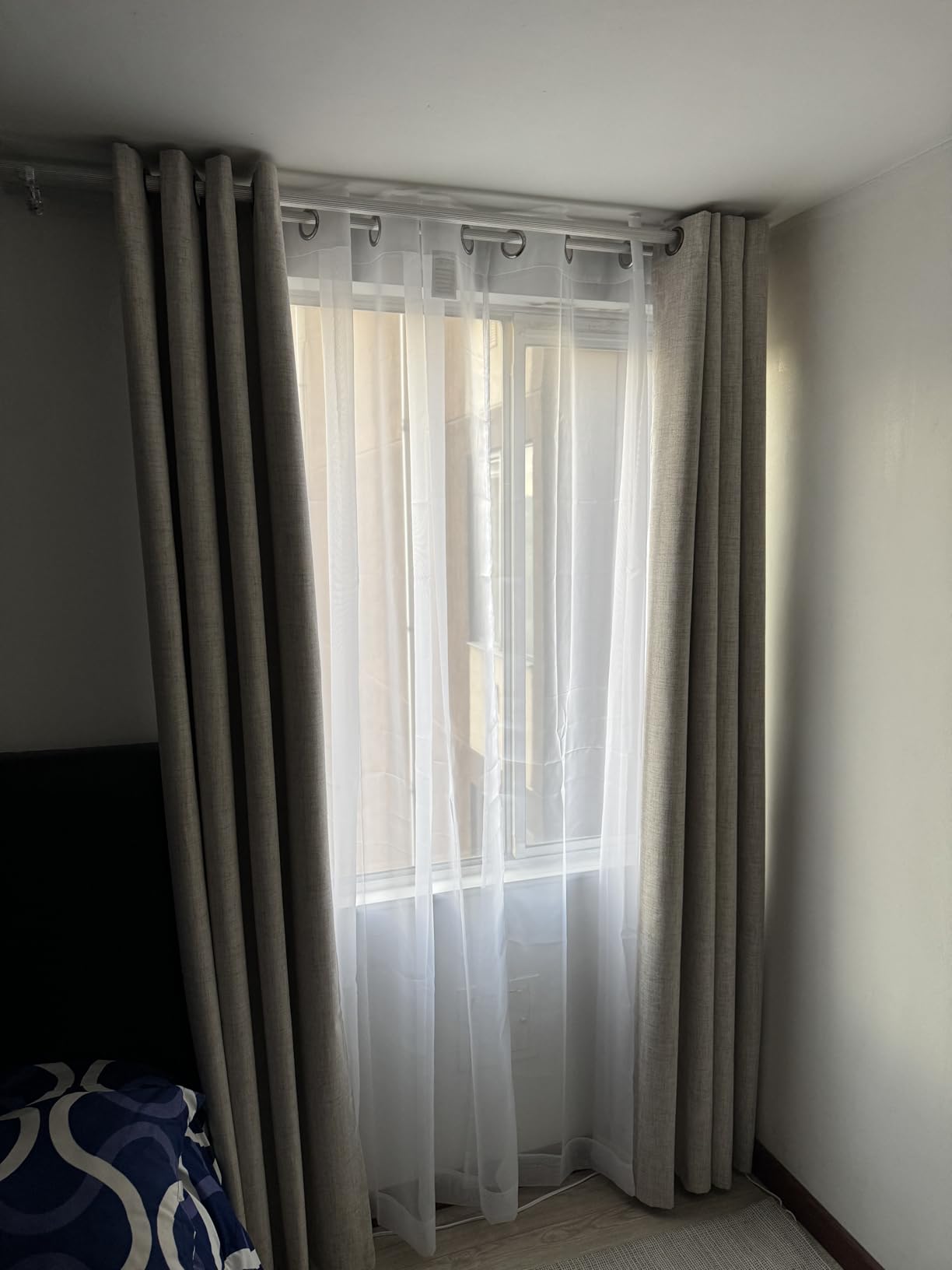 Lajode Blue Linen Blackout Curtains for Kids Bedroom Nursery 84 Inch Length 2 Panels, Thermal Insulated Full Room Darkening Noise Reducing Privacy Window Curtains for Boy Room, Each 52 Inch Wide customer photo 1