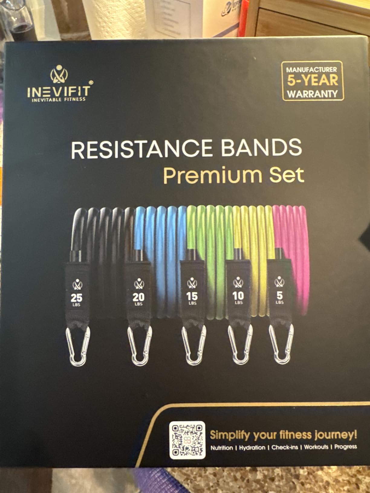 INEVIFIT Resistance Band Set, 150 LBS Stackable Workout Bands for Strength Training, Yoga, Pilates, and Full Body Workout customer photo 2