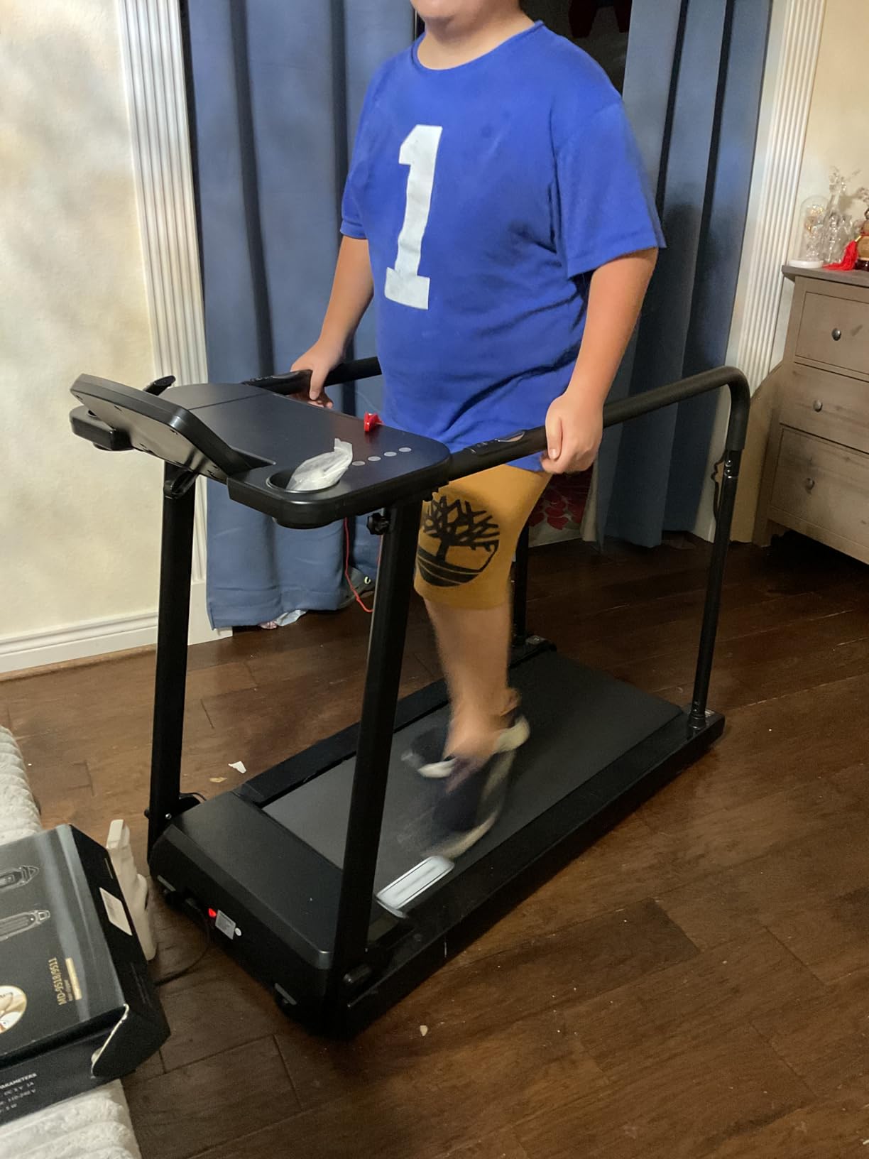 Redliro Treadmill for Seniors with Long Handrails - Recovery Machine for Walking 300 lbs Weight Capacity - Walking Treadmill Elderly with Desk & Cup Holder, (Glossy Black) customer photo 2