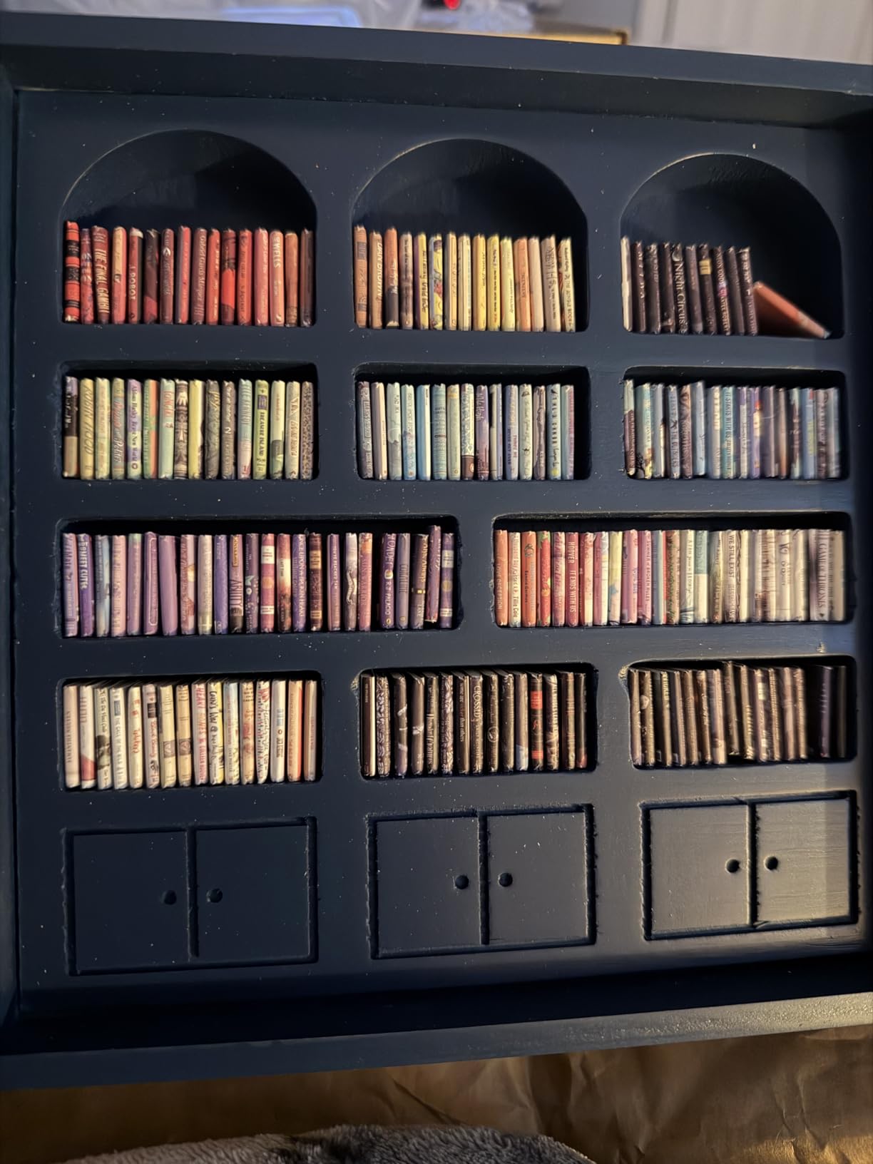 Anxiety Bookshelf - Mini Books Display for Stress Relief and Fun Decor, Perfect Decorative Miniature Library for Book Lovers, Ideal for Home Decor, Office Décor, and Thoughtful Gift - Walnut customer photo 1