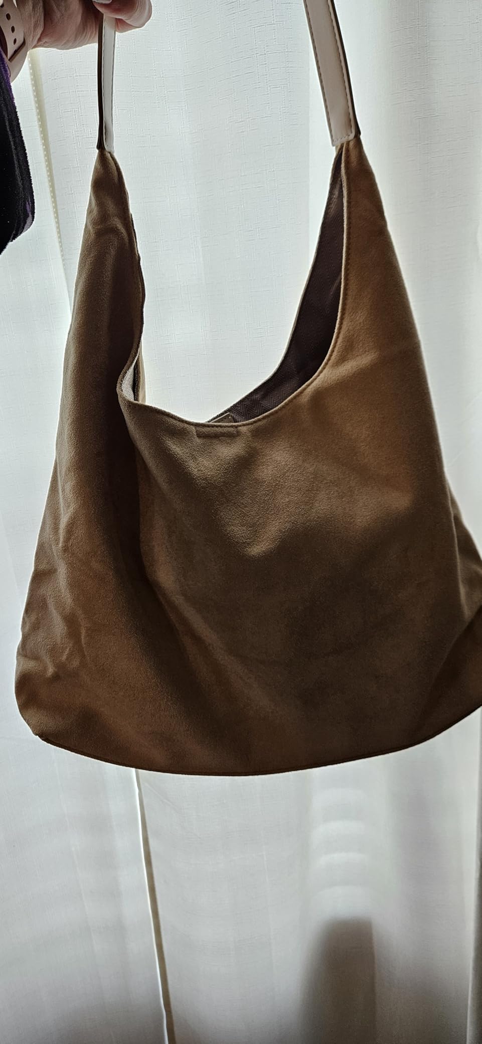 Suede Tote Bag for Women, Super Soft Slouchy Hobo Bags, Large Capacity Work Handbags, Vintage Brown Suede Bags customer photo 2