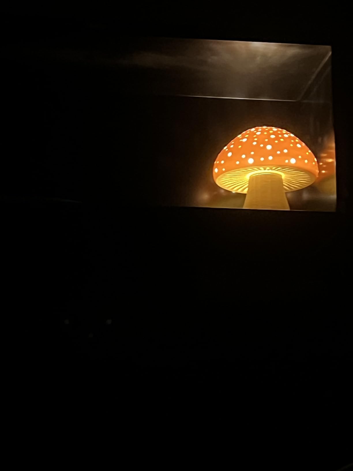 BOHON Mushroom Lamp, Ceramic Bedside Table Lamp for Bedroom Nightstand, Retro Vintage Orange Night Light, Small Aesthetic Lamp for Living Room Desk Home Decor, LED Bulb Included, Orange customer photo 2