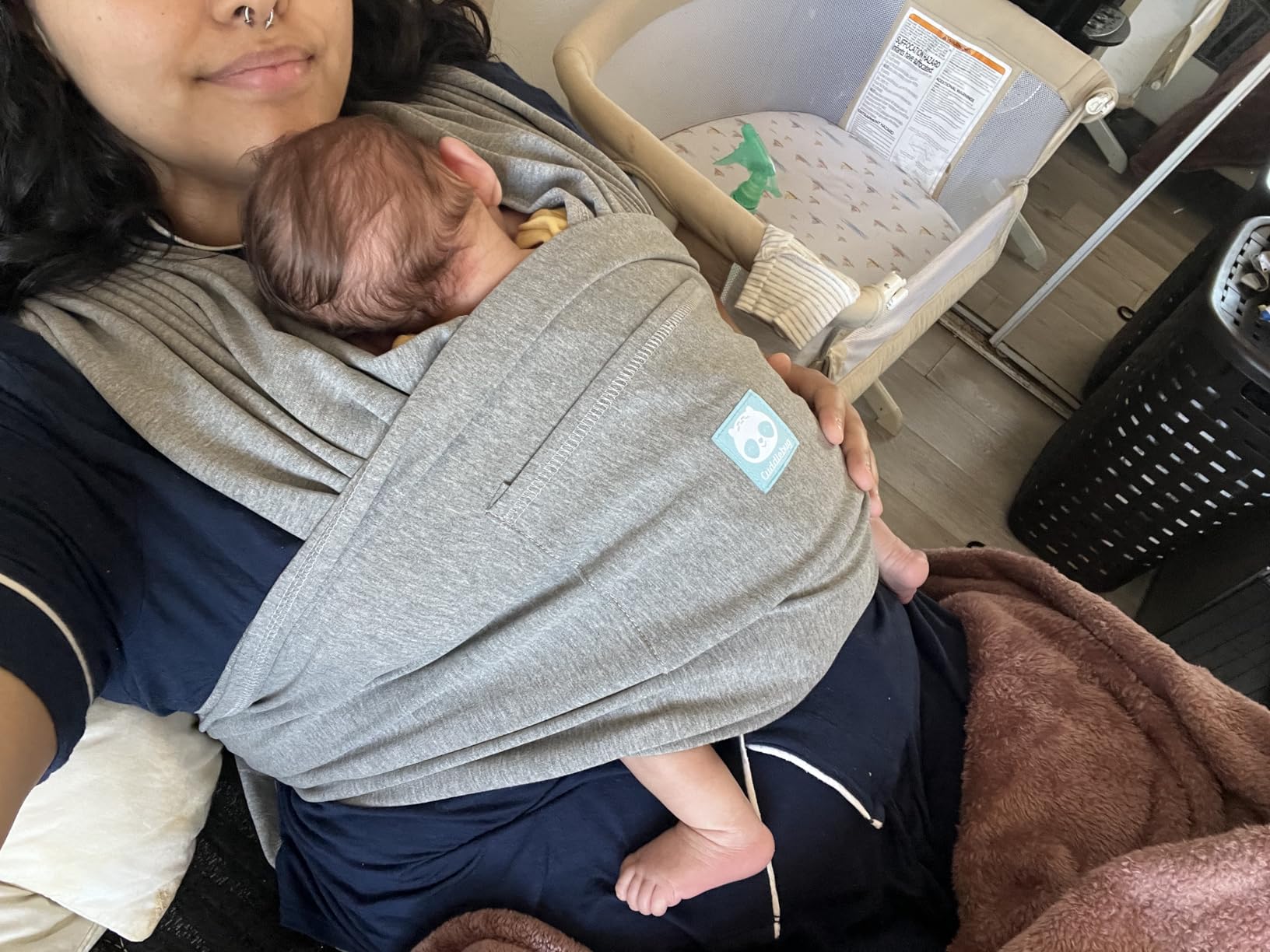 CuddleCarry Pre-Wrapped Baby Ring Sling by CuddleBug - Adjustable, Lightweight Baby Carrier Wrap - Ergonomic Front Carry for Newborn to Toddler (0-36m, 8-35 lbs) - Pink customer photo 2