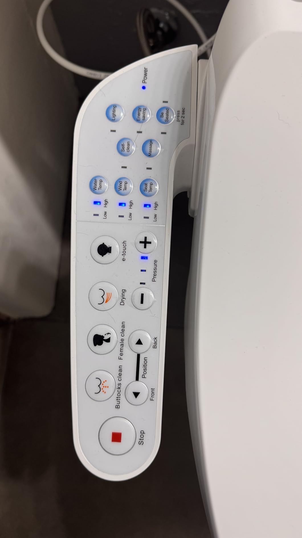 KERDE P30B Bidet Toilet Seat - Dual Control (Side Panel & Remote), Warm Water Wash, Heated Seat, Warm Air Dryer, LED Night Light, Electric Bidet Elongated Electronic Heated Smart customer photo 2