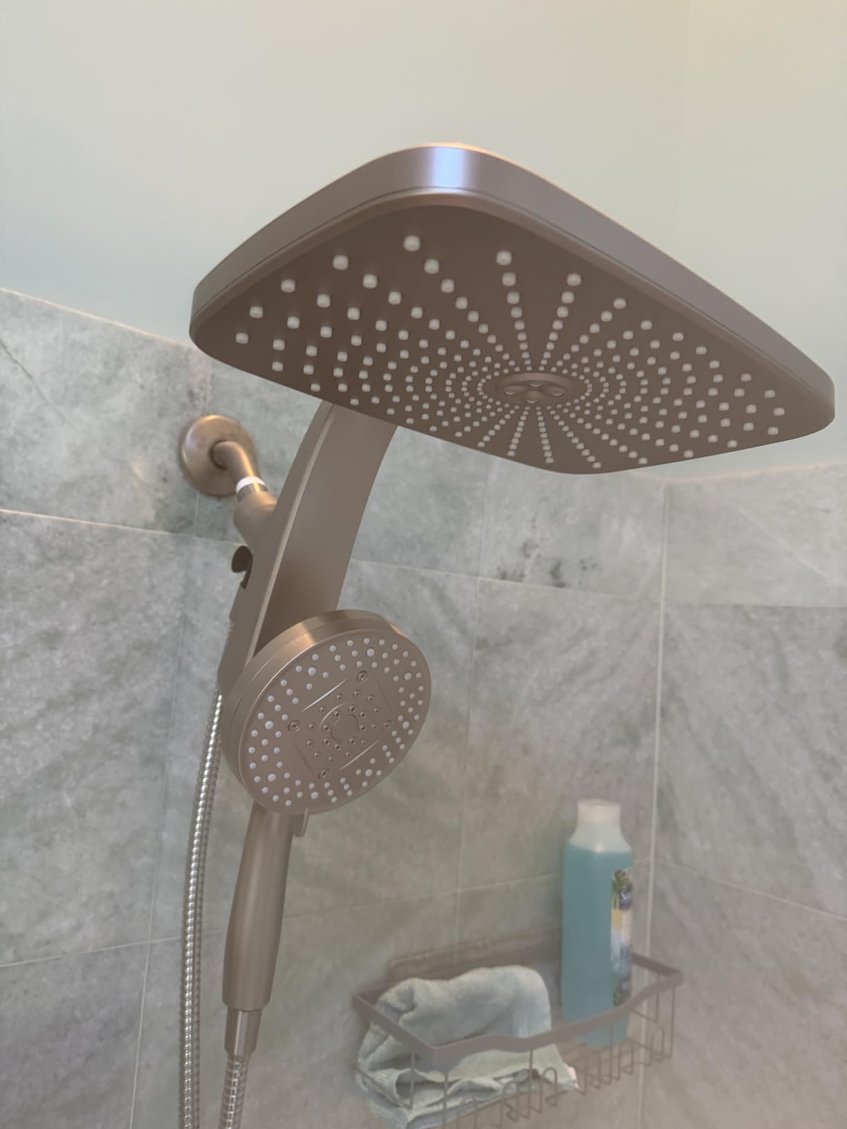 High Pressure Rain Shower Head: Upgrade Shower Heads with Handheld Spray Combo with Fixed Showerhead and 10 Sprays Handheld Shower Head, Detachable Shower head Built-in Magnetic Docking and Power Jets customer photo 2