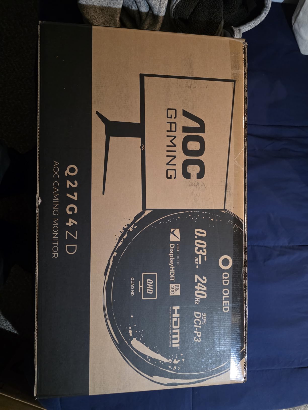 AOC Q27G4ZD 27-inch QD OLED Gaming Monitor, QHD 2560 x 1440, 240Hz 0.03ms, HDMI 2.0 x2, Display Port x2, G-Sync Compatible, Console Gaming Ready, 3-Year Zero-Bright-Dot customer photo 2