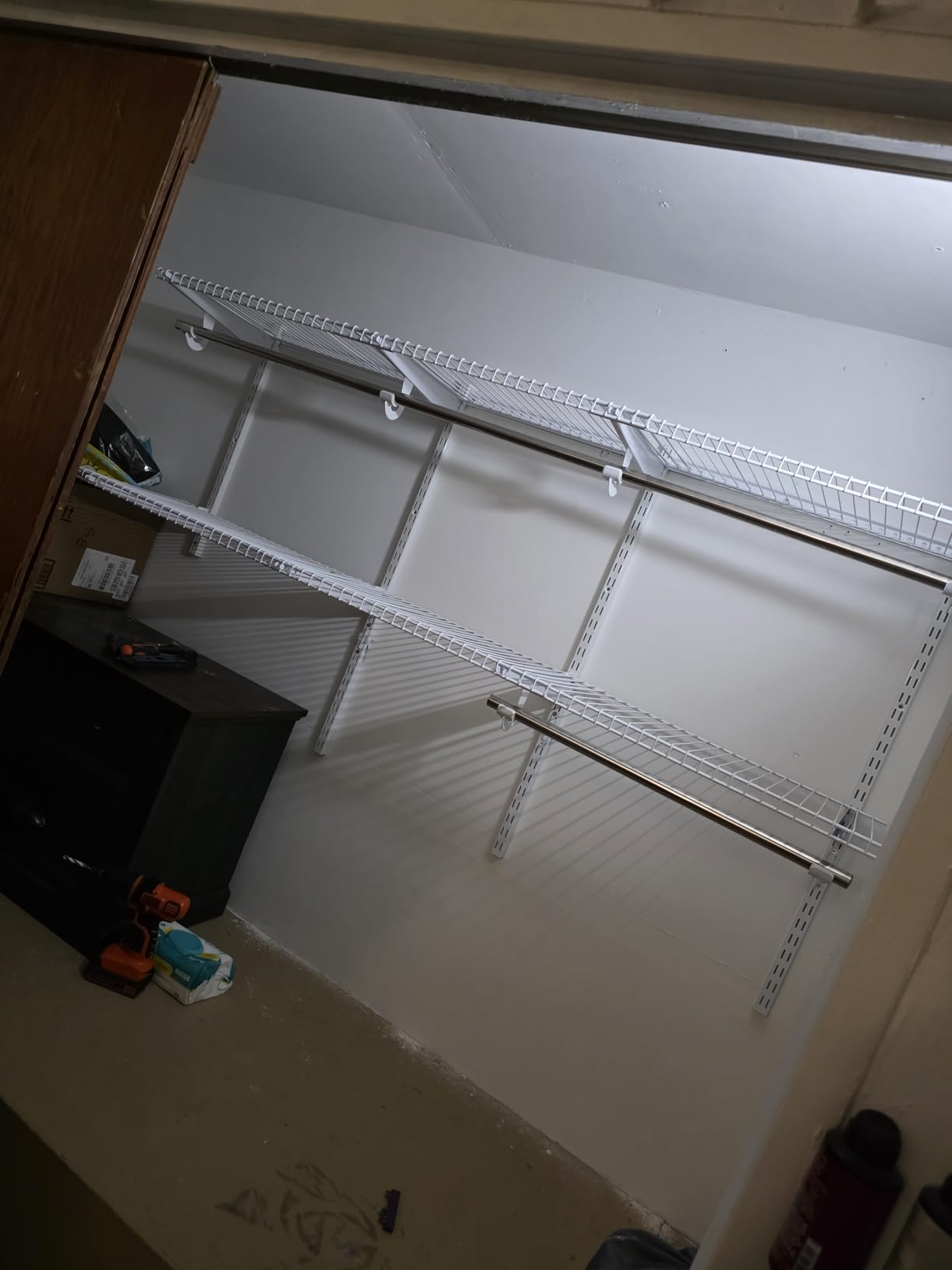 Wire Closet Organizer System, Wall Mounted 4.4 Ft. Custom Closet Kit for Bedrooms Laundry Mudroom Garage Basement, Adjustable Storage Shelves for Clothes Shoes Handbags customer photo 1