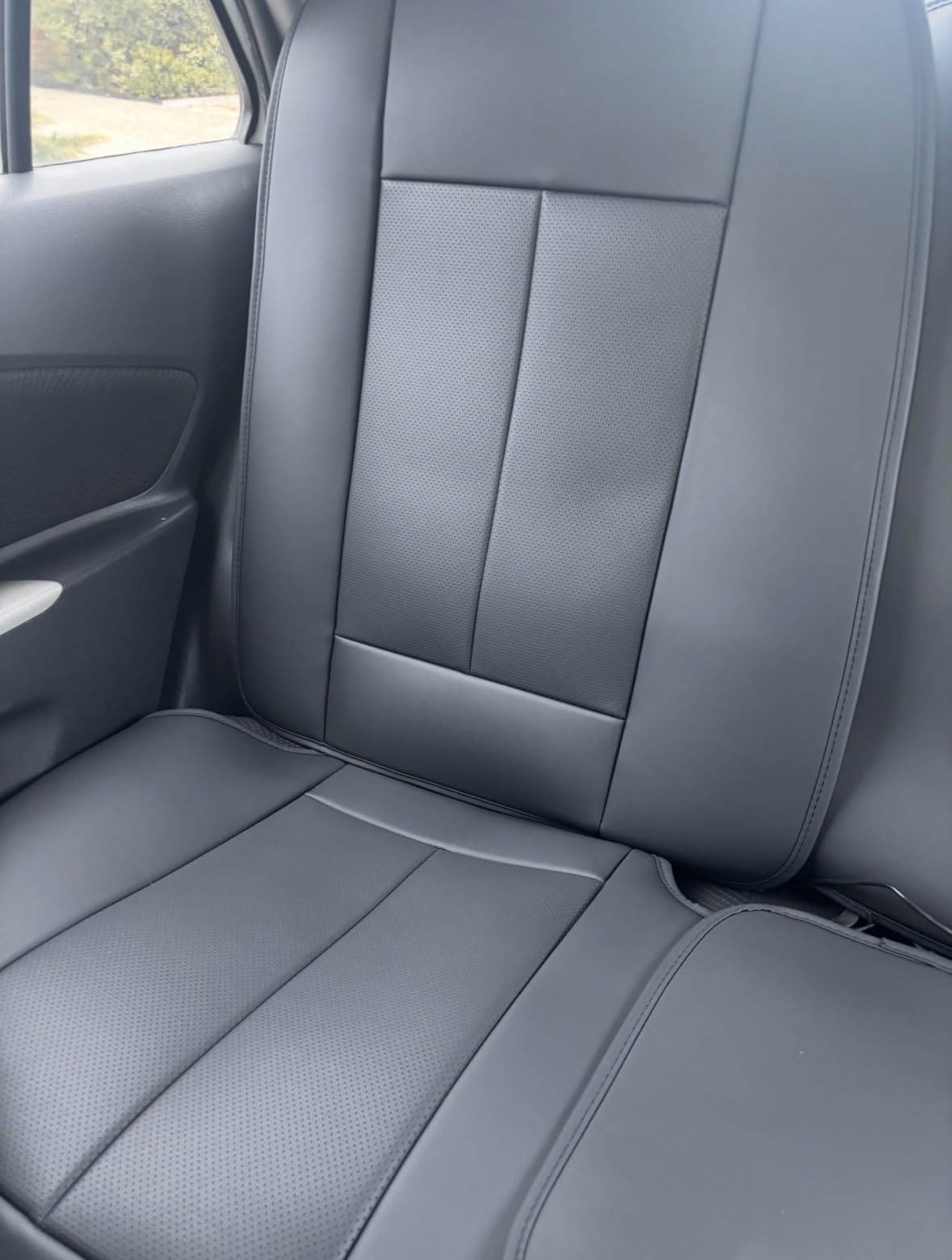 Coverado Car Seat Covers Full Set, Premium Nappa Leather Seat Covers for Car, Waterproof Car Seat Protector with Lumbar Support, Automotive Seat Covers Universal Fit for Most Cars SUV Truck(Black) customer photo 1