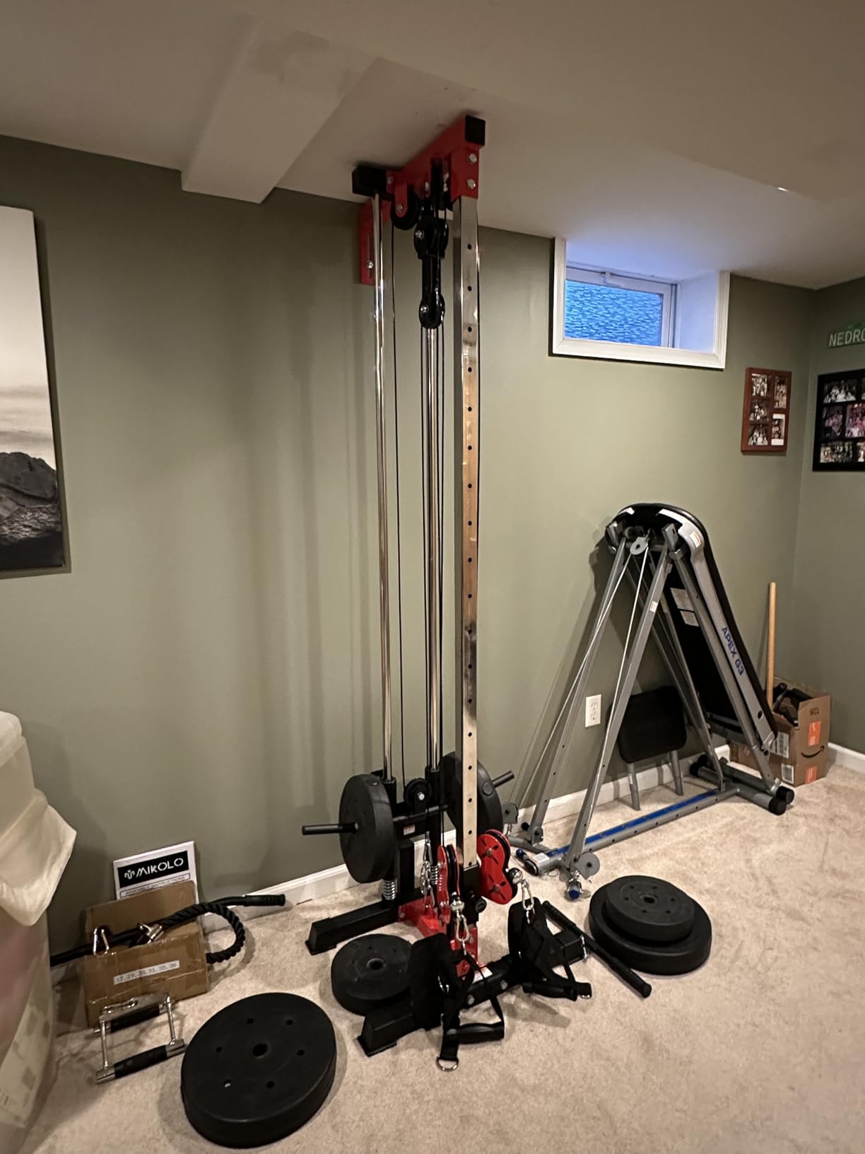 Wall Mount Cable Station, Cable Crossover Machine with Dual Pulley System and 18 Adjustable Positions for Home Gym Fitness Equipment customer photo 1