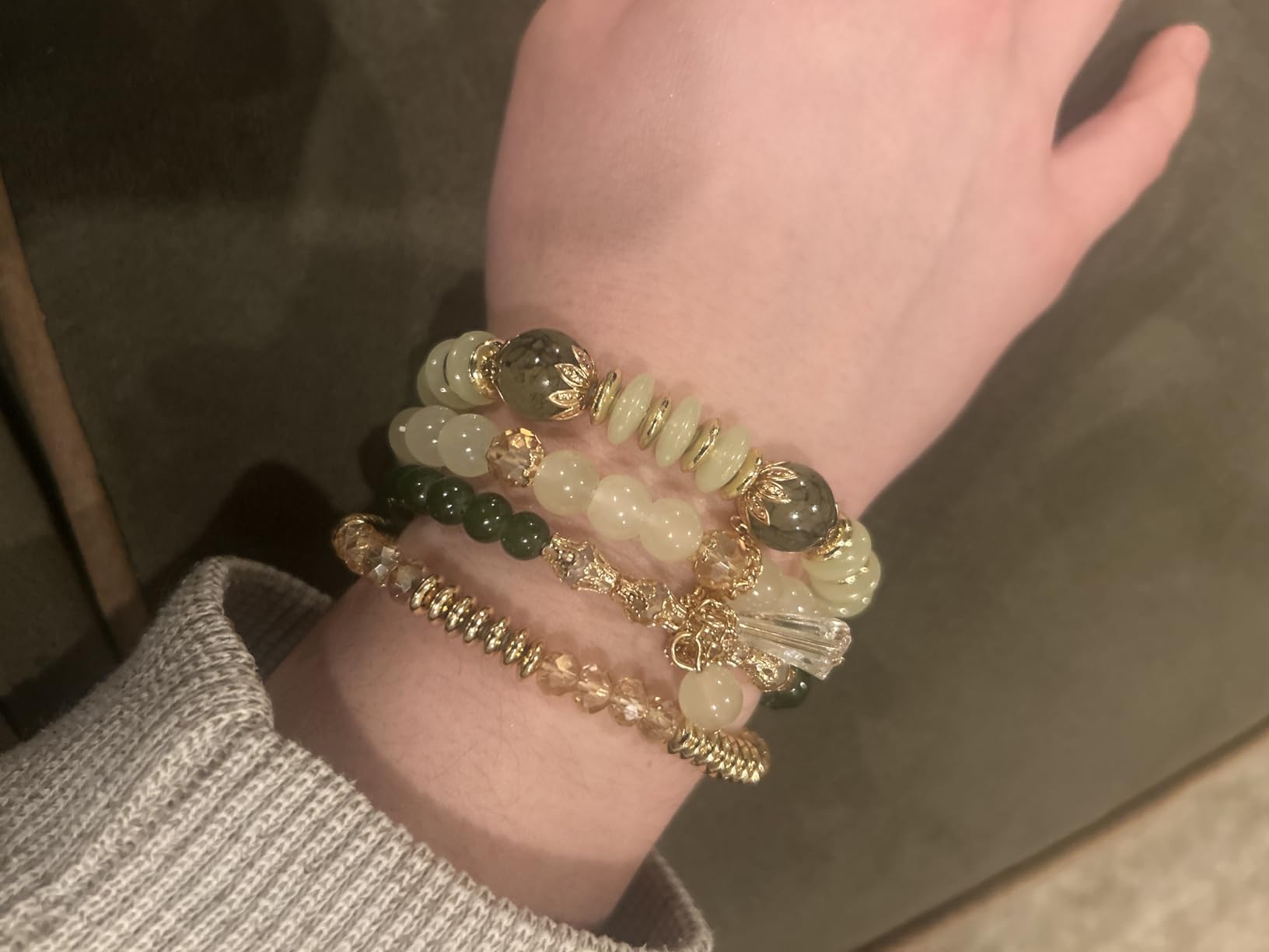 4Pcs Bohemia Multilayer Stackable Beaded Bracelets Set Colorful Crystal Stone Gold Beaded Stretch Bracelets Hawaii Charm Bracelet for Women Men Summer Beach Boho Vacation Jewelry Gifts customer photo 2