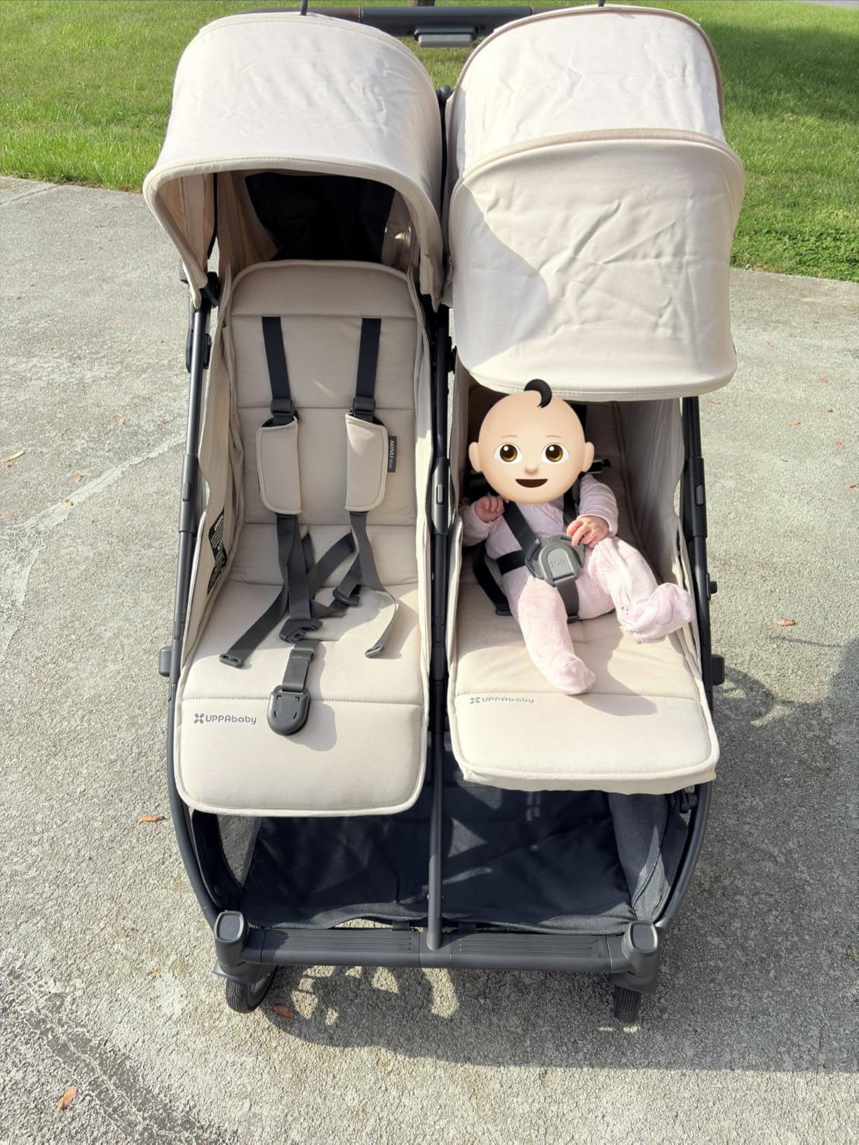 UPPAbaby Minu Duo Side-by-Side Double Stroller - Lightweight + Compact Design for Travel - Easy Fold- From Birth to Toddler - Independent Recline -Greyson(Charcoal Mélange/Carbon Frame/Saddle Leather) customer photo 1